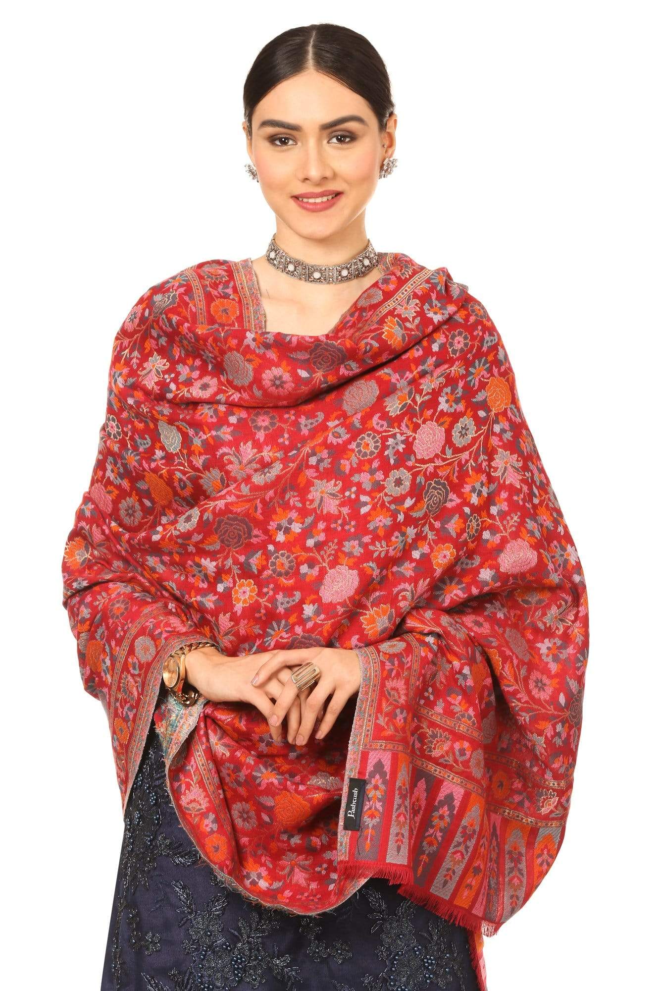 Pashtush Store Shawl Pashtush Womens Woven Kaani Shawl, Woollen, Faux Pashmina Shawl