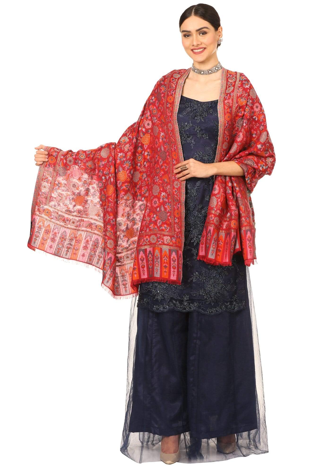 Pashtush Store Shawl Pashtush Womens Woven Kaani Shawl, Woollen, Faux Pashmina Shawl
