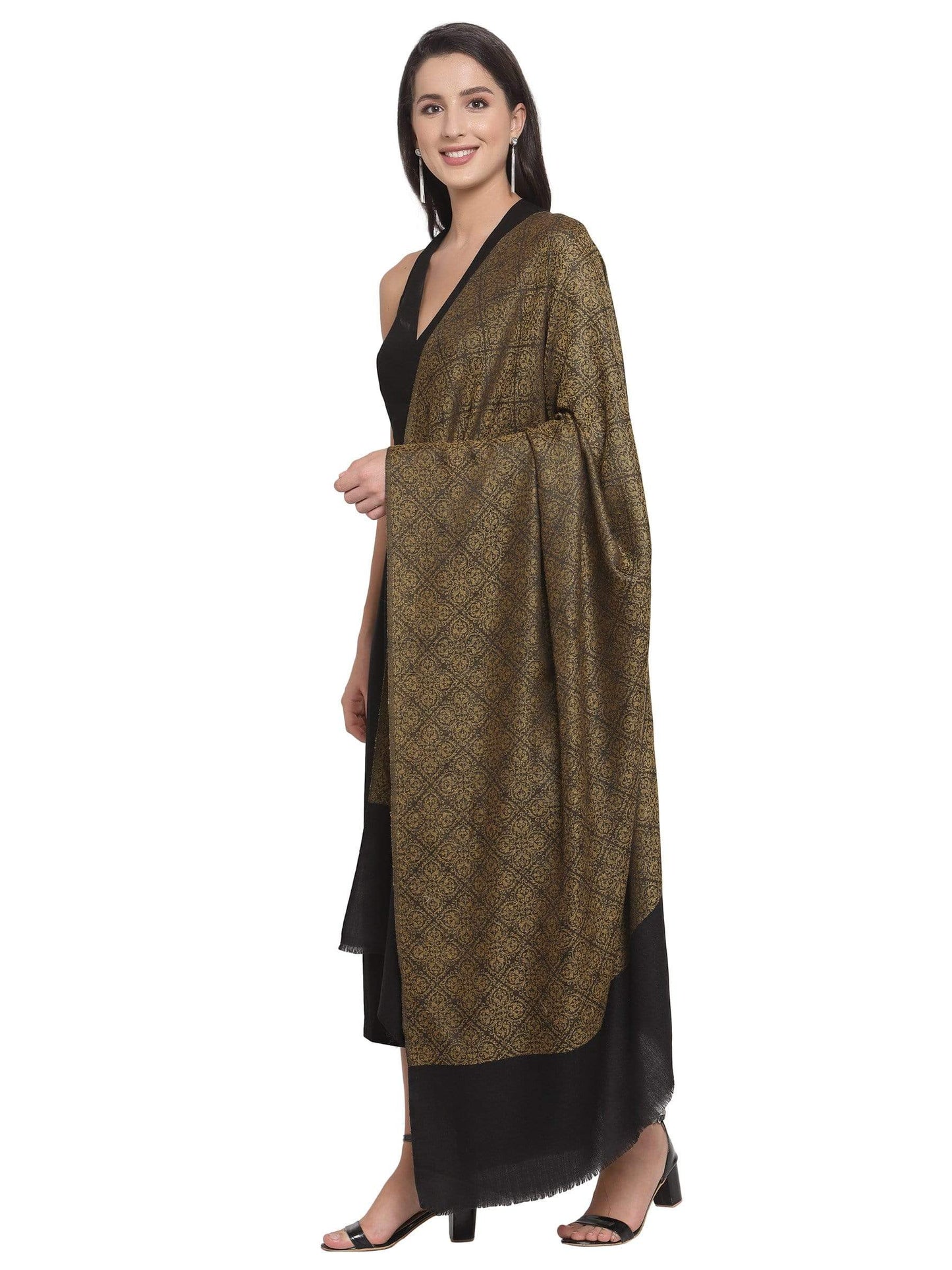 Pashtush India 100x200 Pashtush Womens Woven Paisley, Self Shawl, In Extra Soft Fine Wool, Large Wrap Size