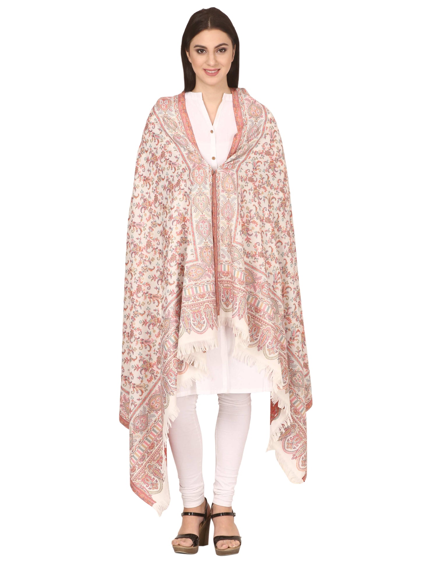Pashtush Store Shawl Pashtush Woven Kaani Shawl, Wool Blended Pashmina Shawl, with Floral Jacquard Design