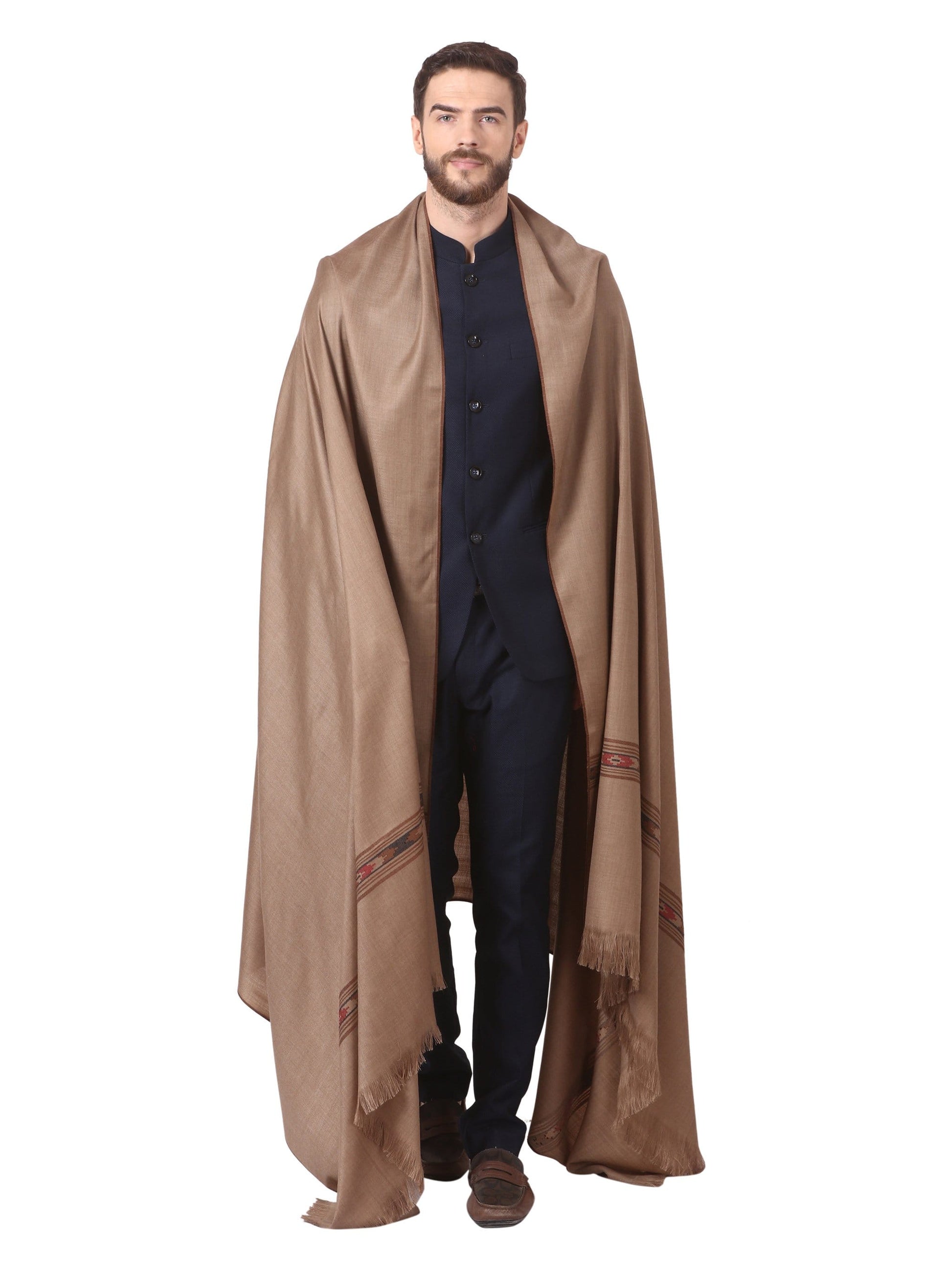 Pashtush India 127x254 Pashtush Woven Kullu Design Mens Shawl (lambs Wool)