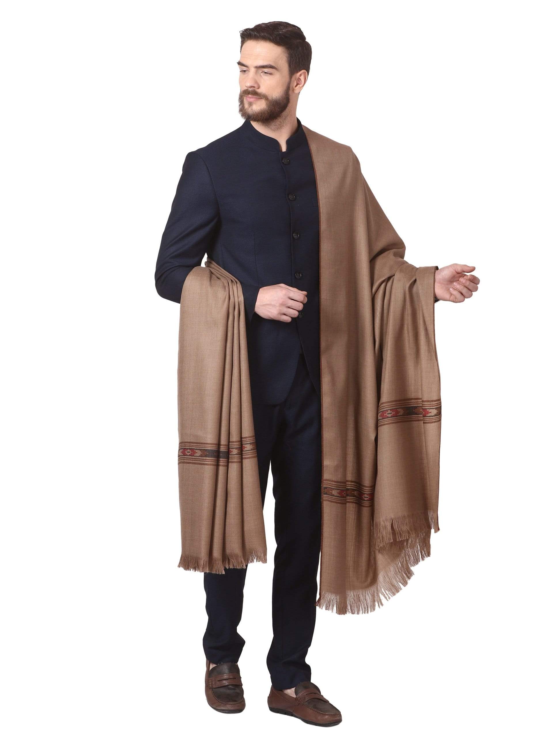 Pashtush India 100x200 Pashtush Woven Kullu Design Mens Shawl (lambs Wool)