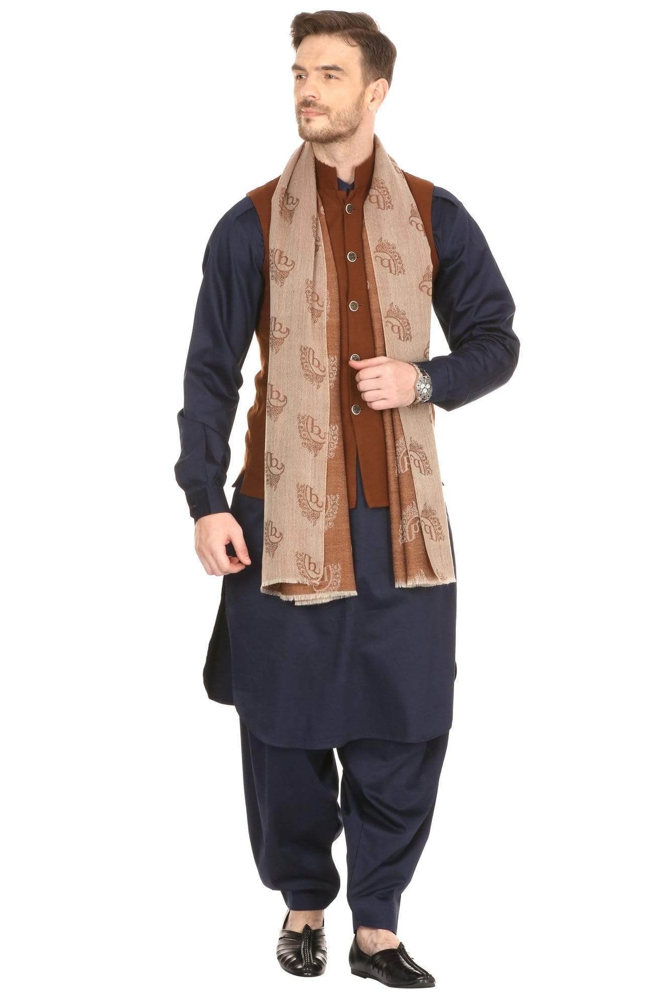 Pashtush India 70x200 Pashtush Woven Mens Pashmina Signature Mens Muffler, Warm Cashmere Feel