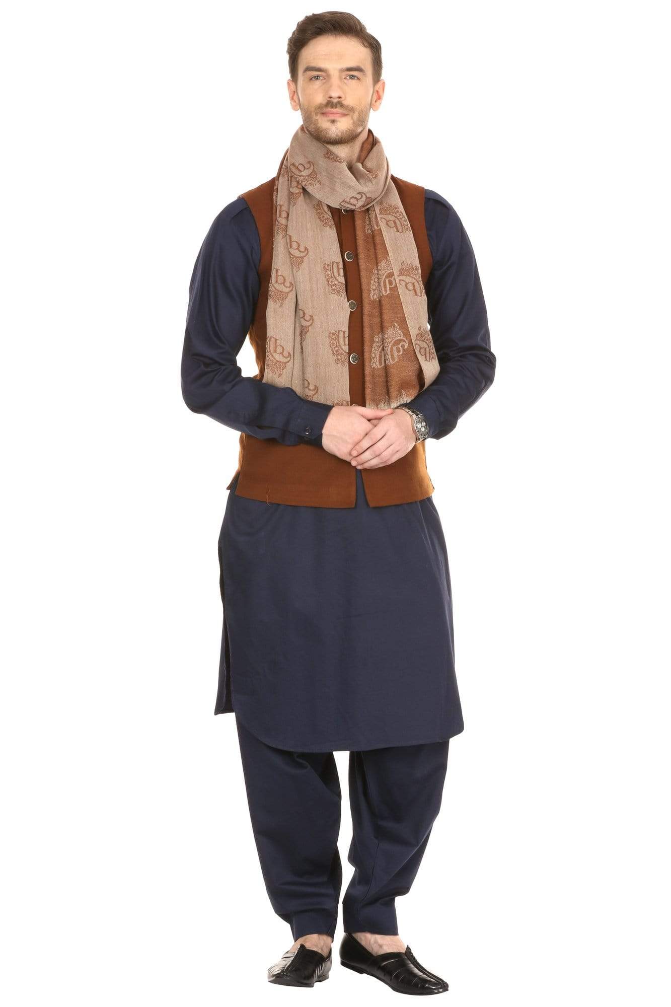 Pashtush India 70x200 Pashtush Woven Mens Pashmina Signature Mens Muffler, Warm Cashmere Feel