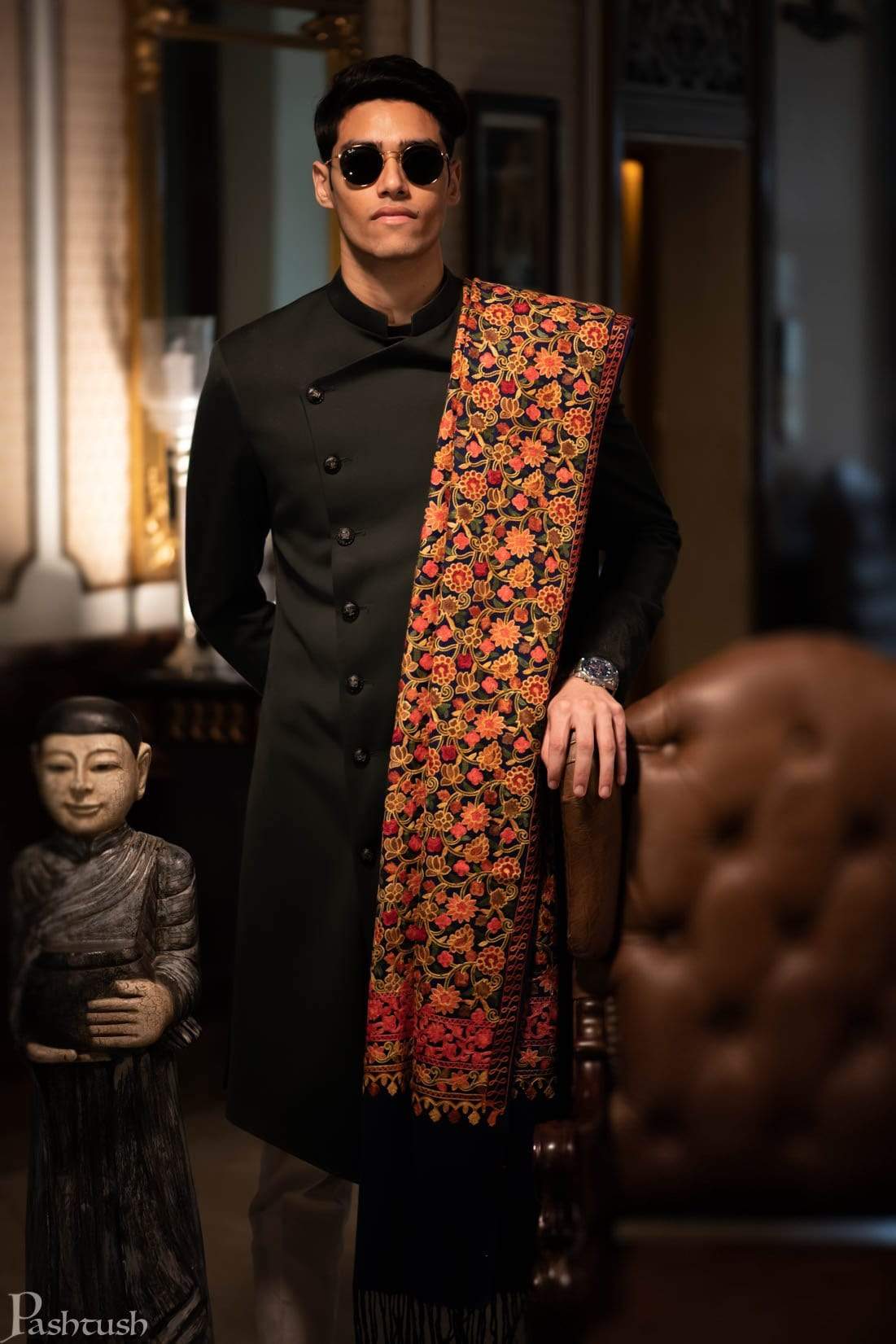 Pashtush Store Stole Pashutsh Mens Kashmiri Embroidery Stole