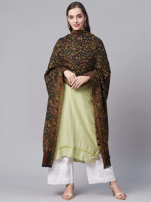 Pashtush India 100x200 Pashutsh Women Black  Rust Red Ethnic Motifs Woven Design Designer Shawl