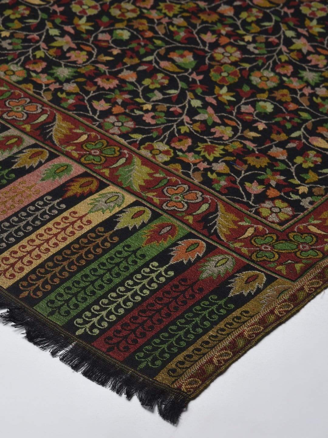 Pashtush India 100x200 Pashutsh Women Black  Rust Red Ethnic Motifs Woven Design Designer Shawl