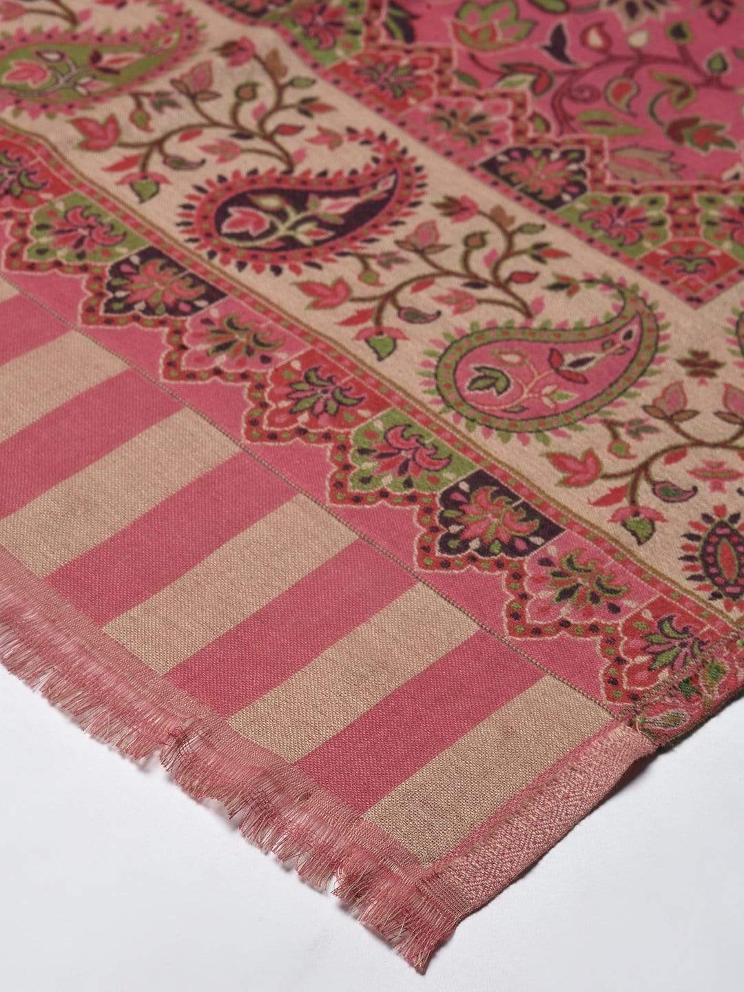 Pashtush India 100x200 Pashutsh Women Dusty Pink Beige Ethnic Motifs Woven Design Designer Shawl