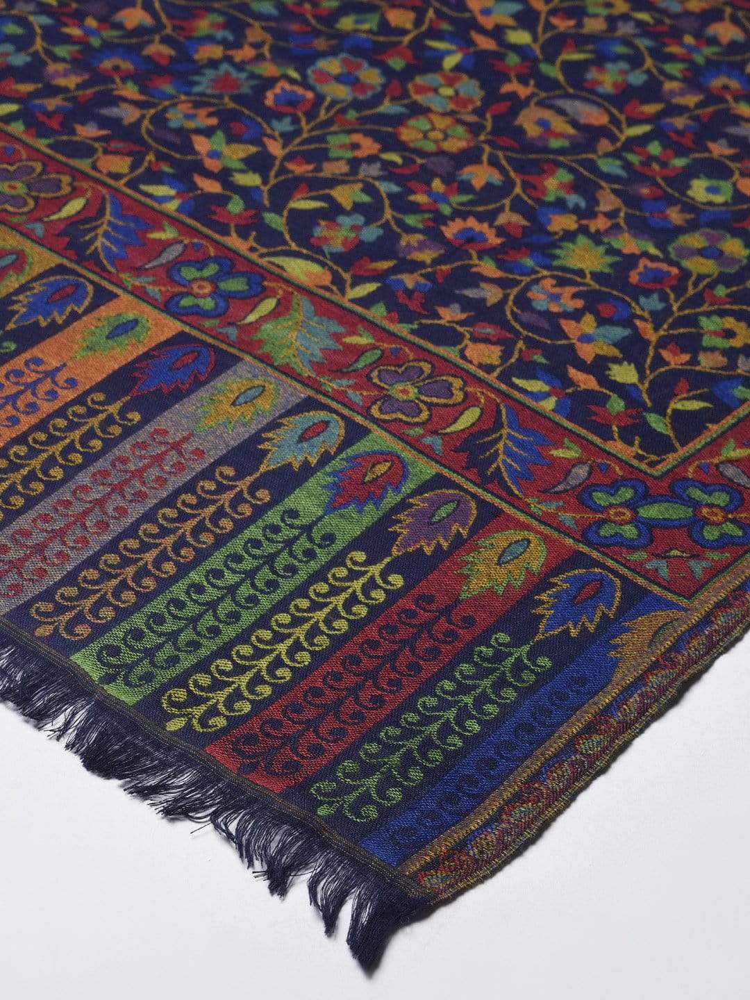 Pashtush India 100x200 Pashutsh Women Navy Blue Rust Red Ethnic Motifs Woven Design Designer Shawl
