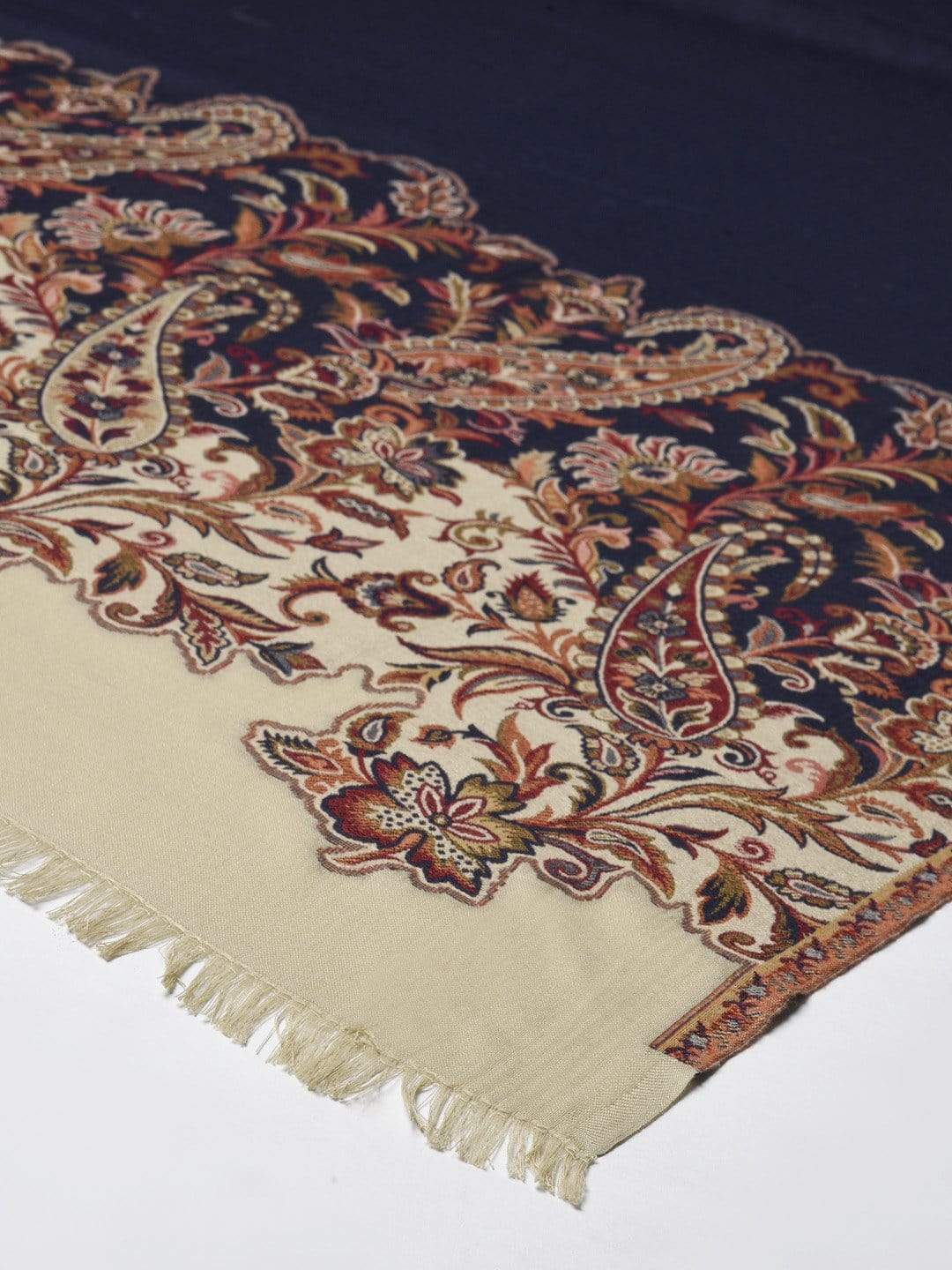Pashtush India 100x200 Pashutsh Women Navy Blue Woven Design Detail Designer Shawl