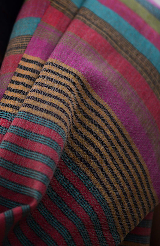 Pashtush Store Stole Pashutsh Womens Extra Fine Wool, Striped Woven Scarf, Multicolored