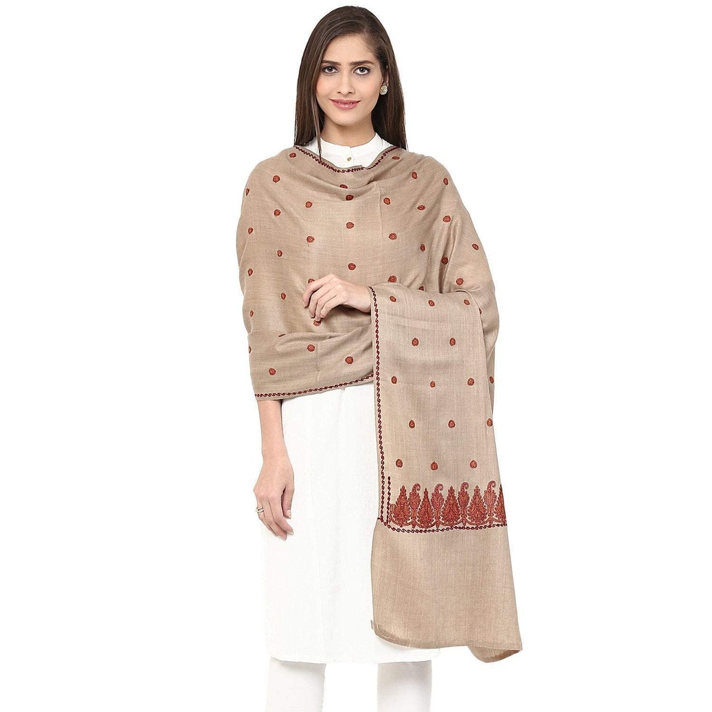 Pashtush India Shawl Pashutsh Womens Palla Booti Kashmiri Embroidery Shawl - Sahara