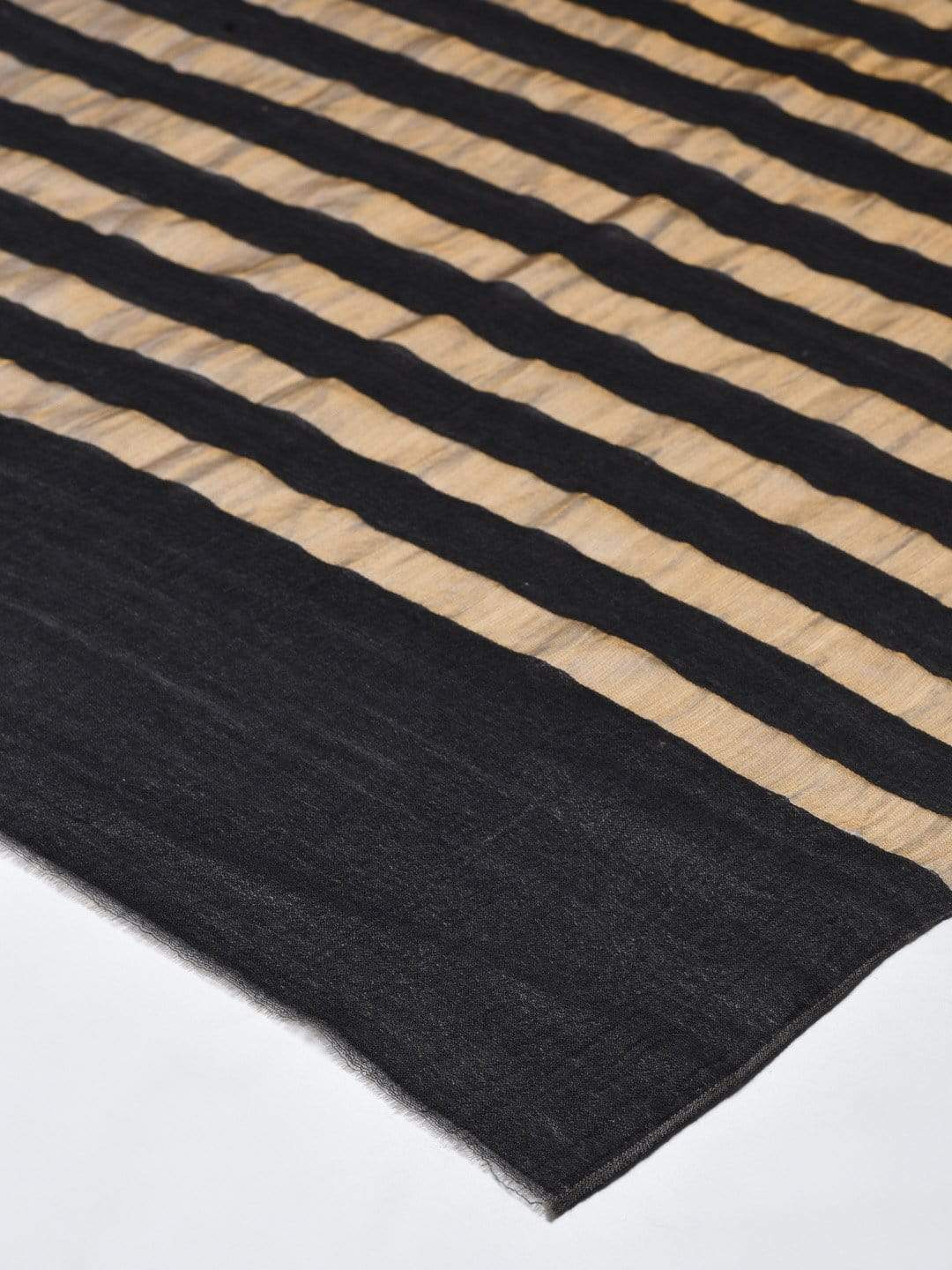 Pashtush India 70x200 Pashtush Women Black  Golden Striped Designer Stole