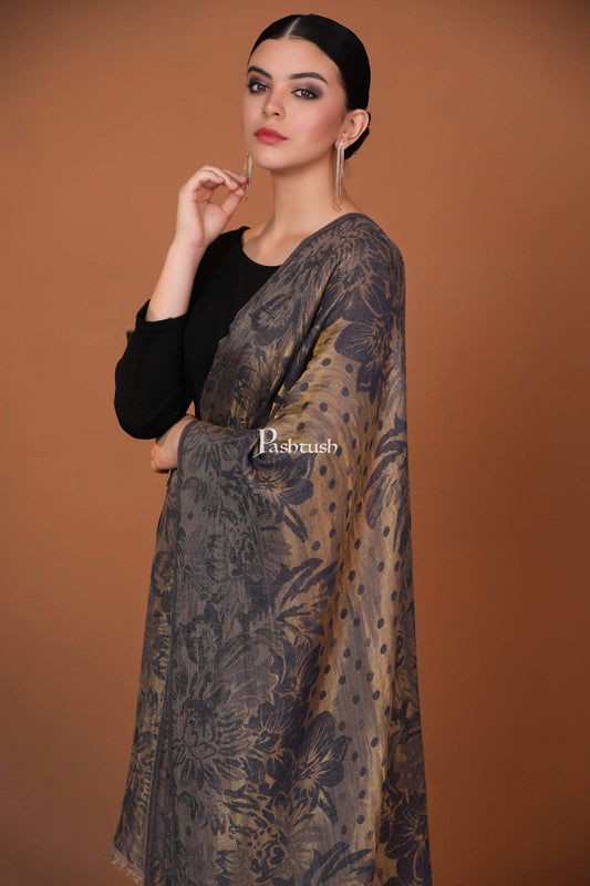 Pashtush Shawl Store Stole Pashutsh Womens Twilight Striped Scarf, With Shimmery Zari Thread Weave