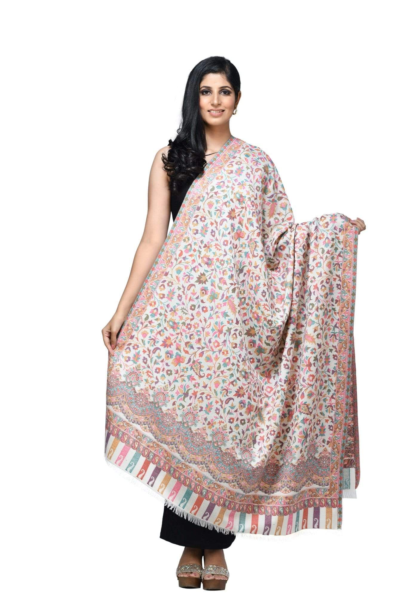 Pashwool 100x200 Pashwool Womens Kaani Design Shawl, Light Weight, Soft and Warm