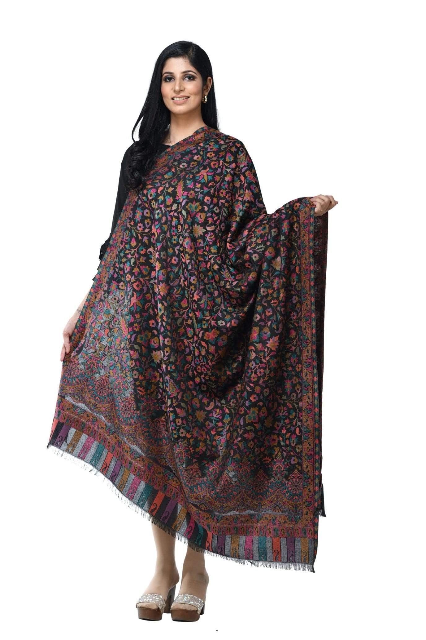 Pashwool 100x200 Pashwool Womens Kaani Design Shawl, Light Weight, Soft and Warm