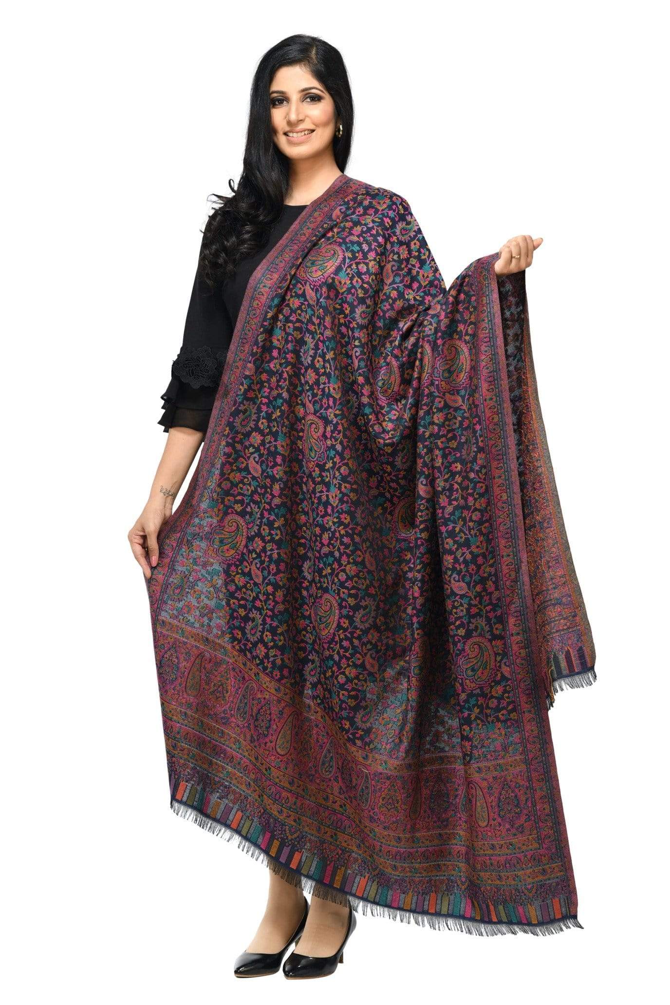 Pashwool 100x200 Pashwool Womens Kaani Design Shawl, Light Weight, Soft and Warm