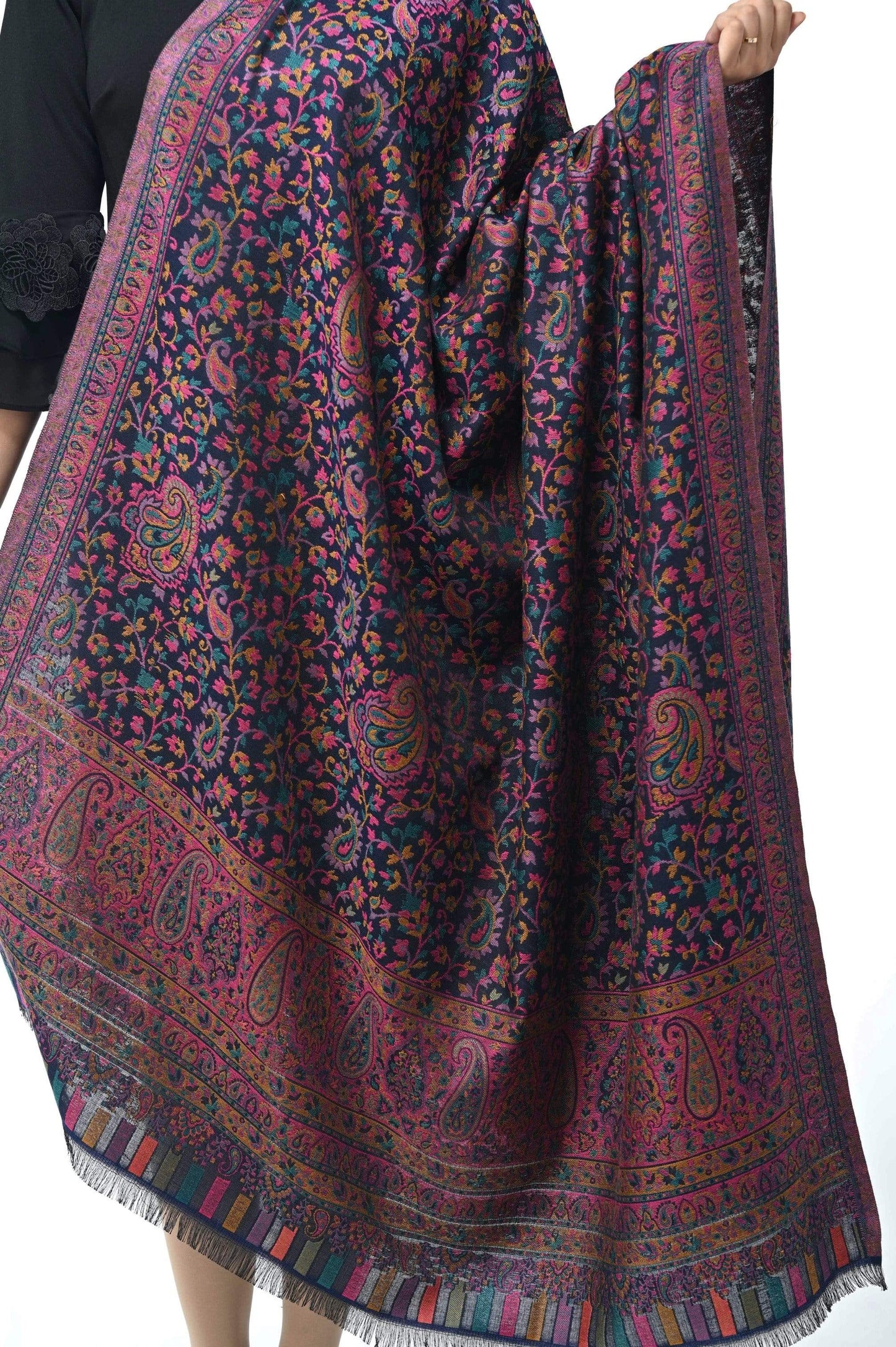 Pashwool 100x200 Pashwool Womens Kaani Design Shawl, Light Weight, Soft and Warm
