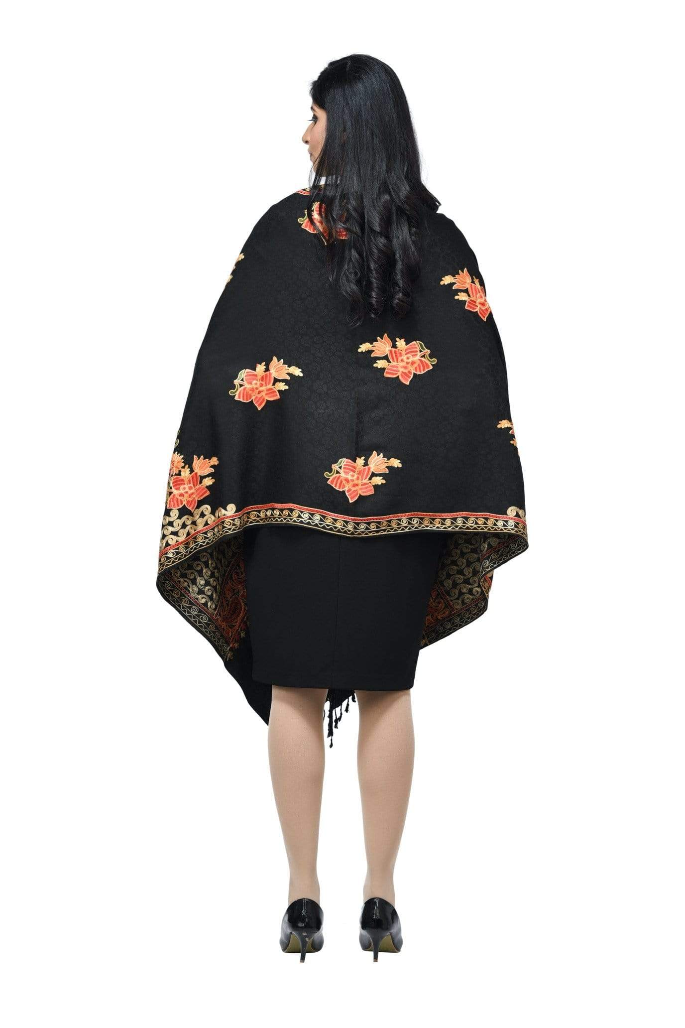Pashwool 70x200 Pashwool, Womens Kashmiri Aari Embroidery Stole, Soft Bamboo
