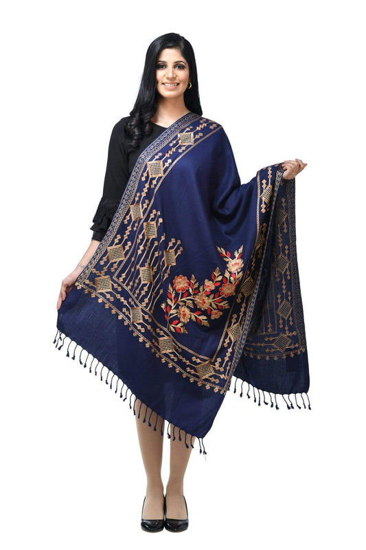 Pashwool 70x200 Pashwool Womens Kashmiri Embroidery Stole, Soft and Warm, Woollen Stole