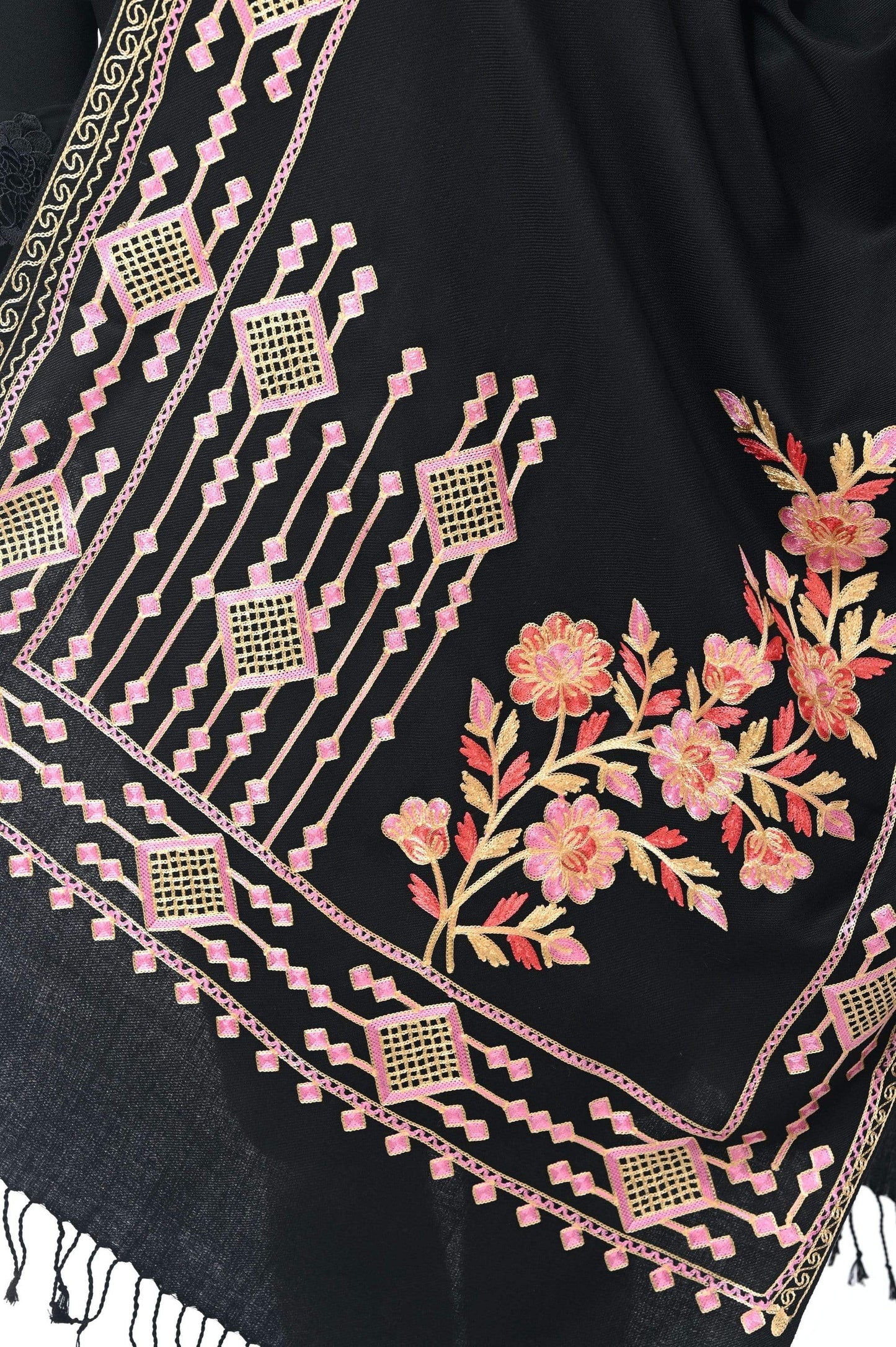 Pashwool 70x200 Pashwool Womens Kashmiri Embroidery Stole, Soft and Warm, Woollen Stole