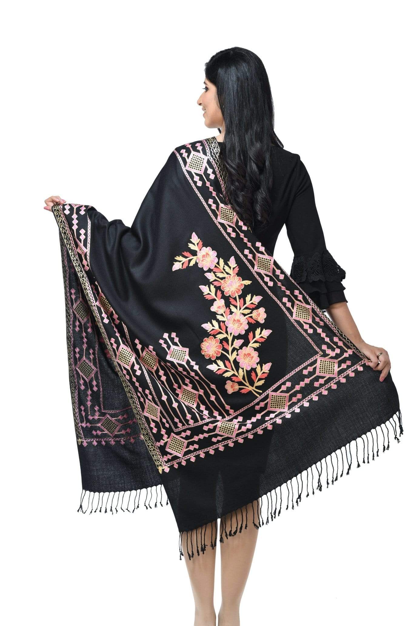Pashwool 70x200 Pashwool Womens Kashmiri Embroidery Stole, Soft and Warm, Woollen Stole