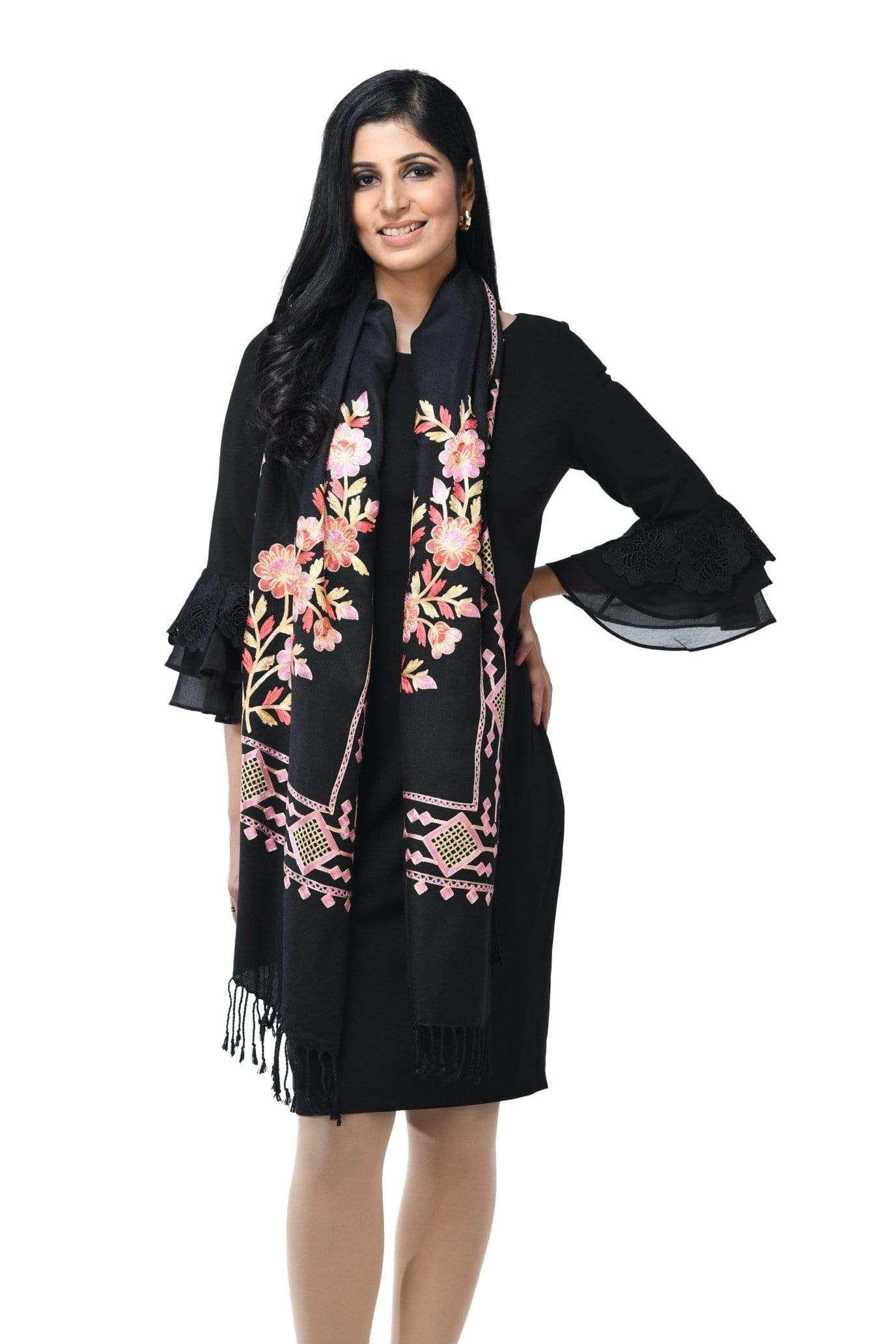 Pashwool 70x200 Pashwool Womens Kashmiri Embroidery Stole, Soft and Warm, Woollen Stole