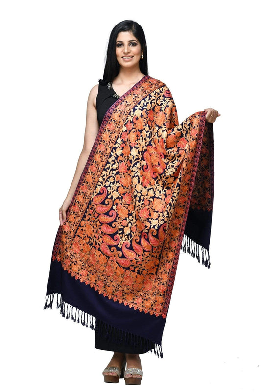 Pashwool 70x200 Pashwool Womens Kashmiri Embroidery Stole, Soft and Warm, Woollen Stole