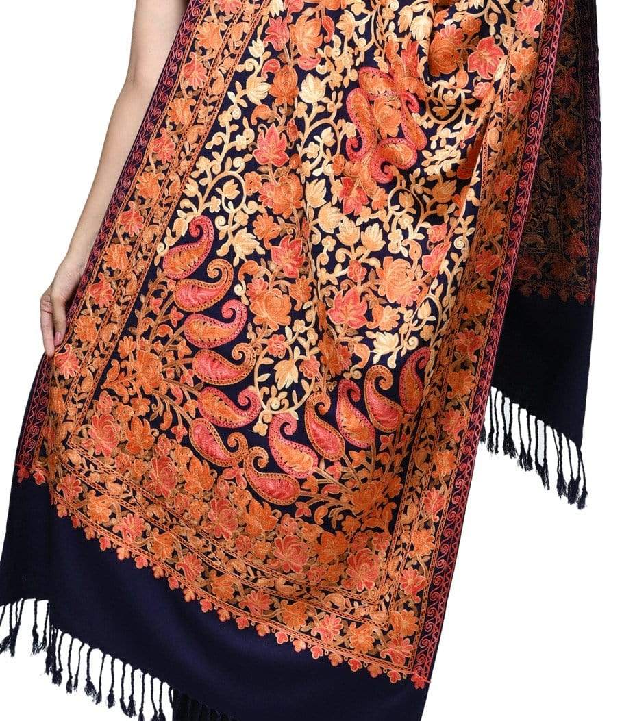 Pashwool 70x200 Pashwool Womens Kashmiri Embroidery Stole, Soft and Warm, Woollen Stole