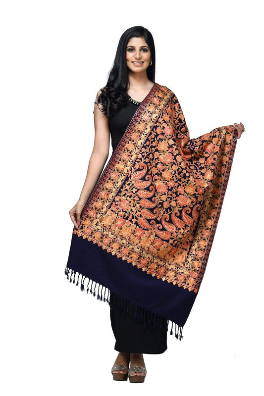 Pashwool 70x200 Pashwool Womens Kashmiri Embroidery Stole, Soft and Warm, Woollen Stole