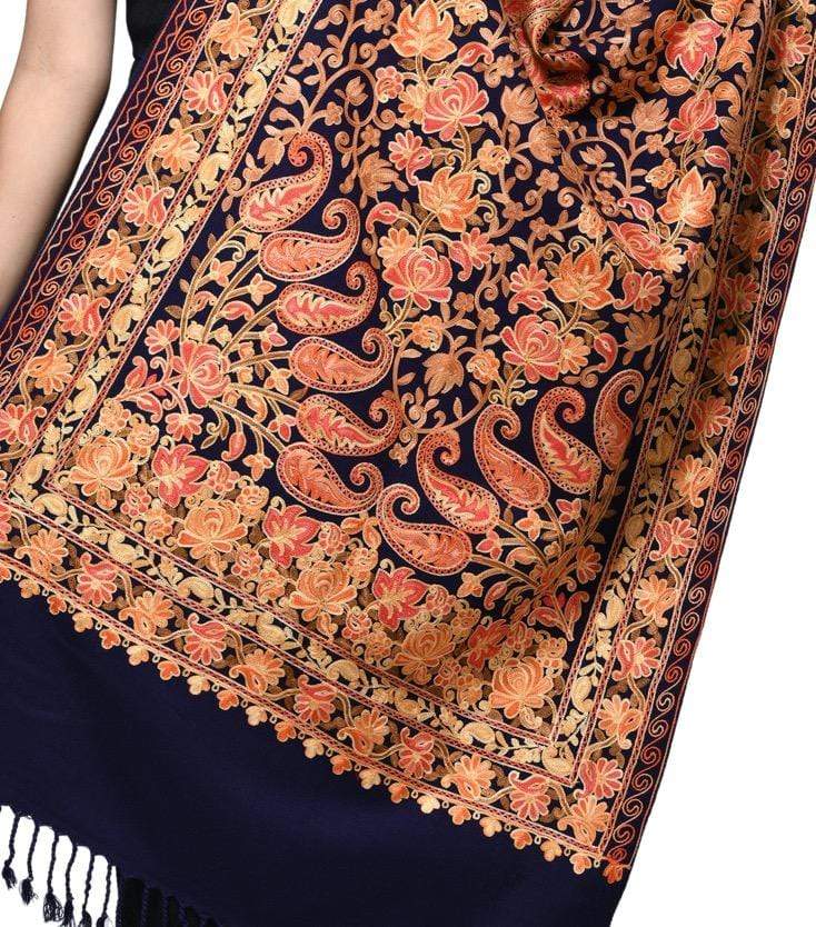 Pashwool 70x200 Pashwool Womens Kashmiri Embroidery Stole, Soft and Warm, Woollen Stole