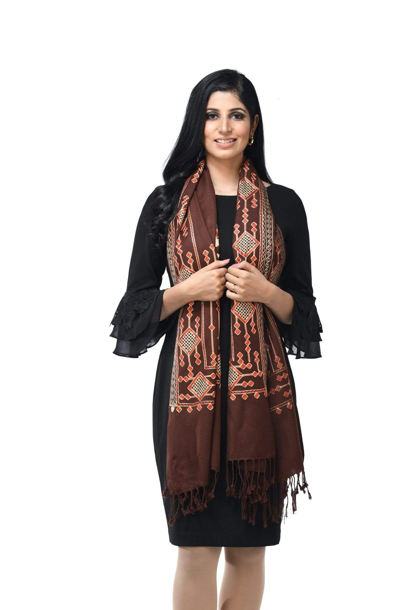 Pashwool 70x200 Pashwool Womens Kashmiri Embroidery Stole, Soft and Warm, Woollen Stole
