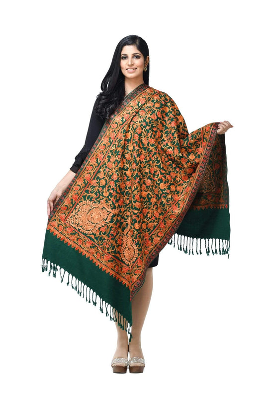 Pashwool 70x200 Pashwool Womens Kashmiri Embroidery Stole, Soft and Warm, Woollen Stole