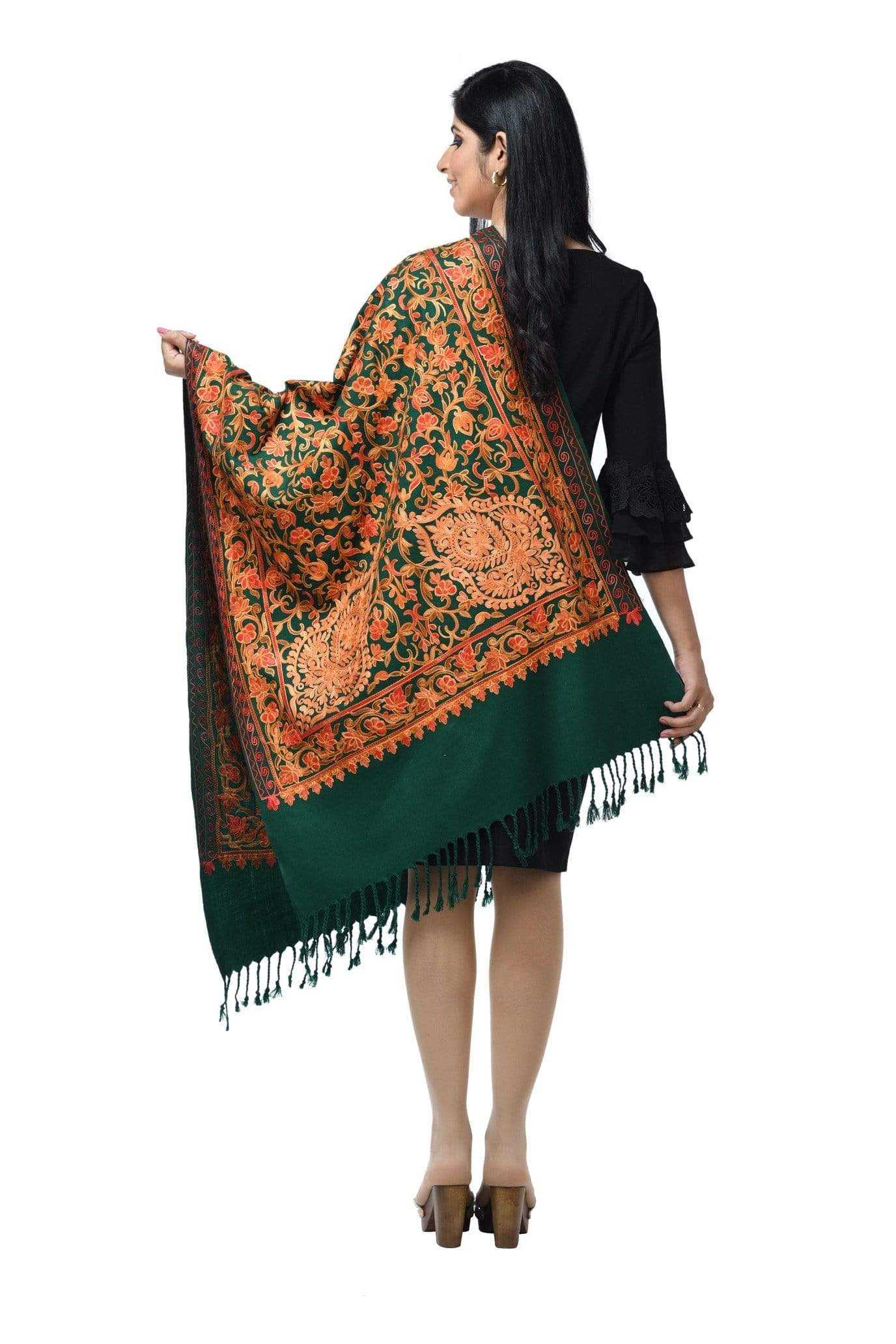 Pashwool 70x200 Pashwool Womens Kashmiri Embroidery Stole, Soft and Warm, Woollen Stole