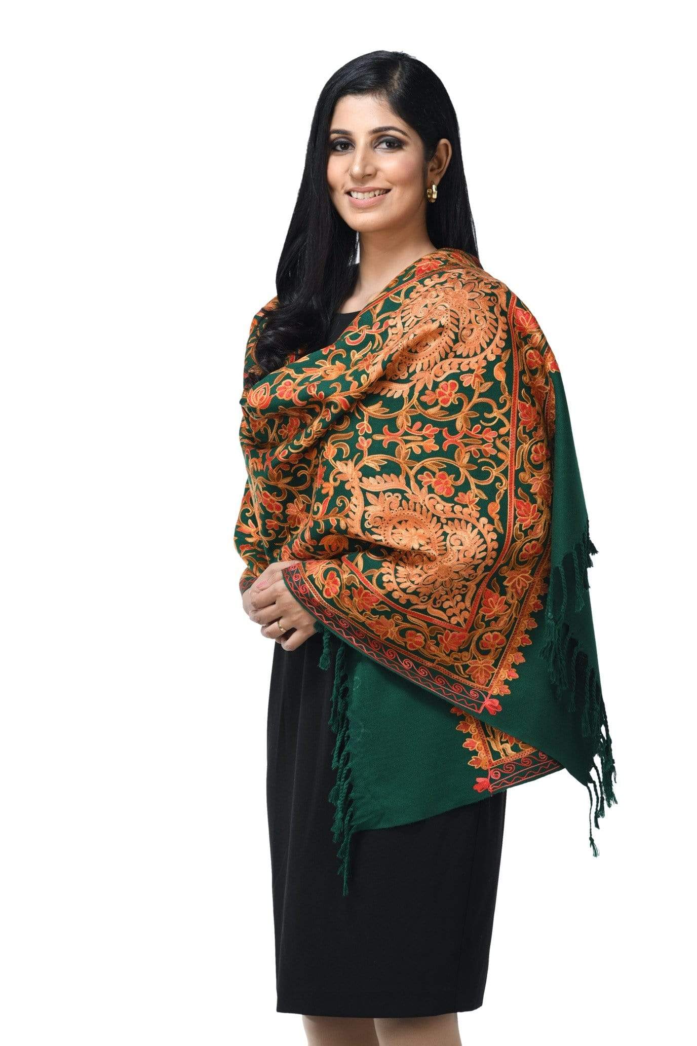 Pashwool 70x200 Pashwool Womens Kashmiri Embroidery Stole, Soft and Warm, Woollen Stole