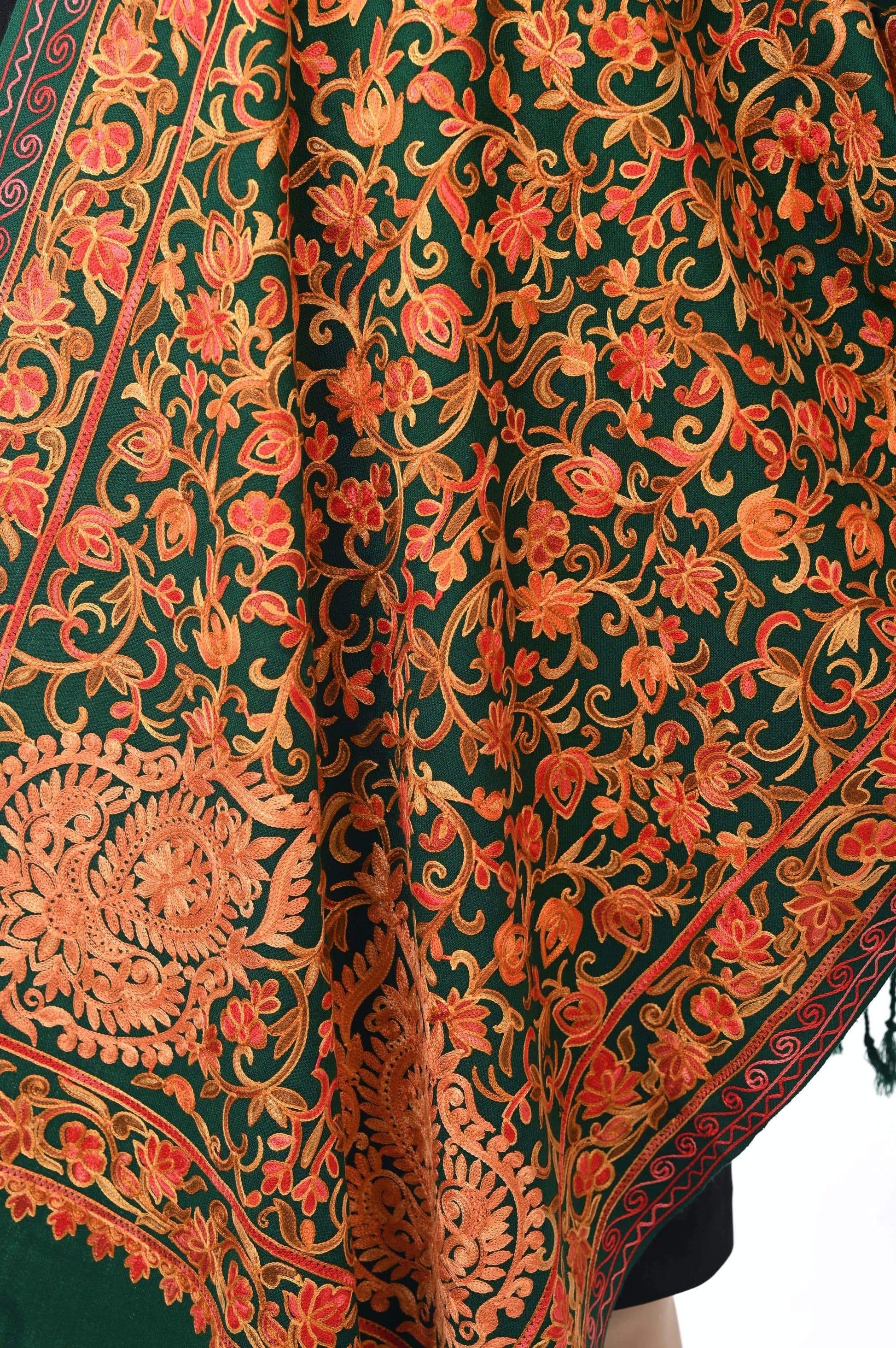 Pashwool 70x200 Pashwool Womens Kashmiri Embroidery Stole, Soft and Warm, Woollen Stole