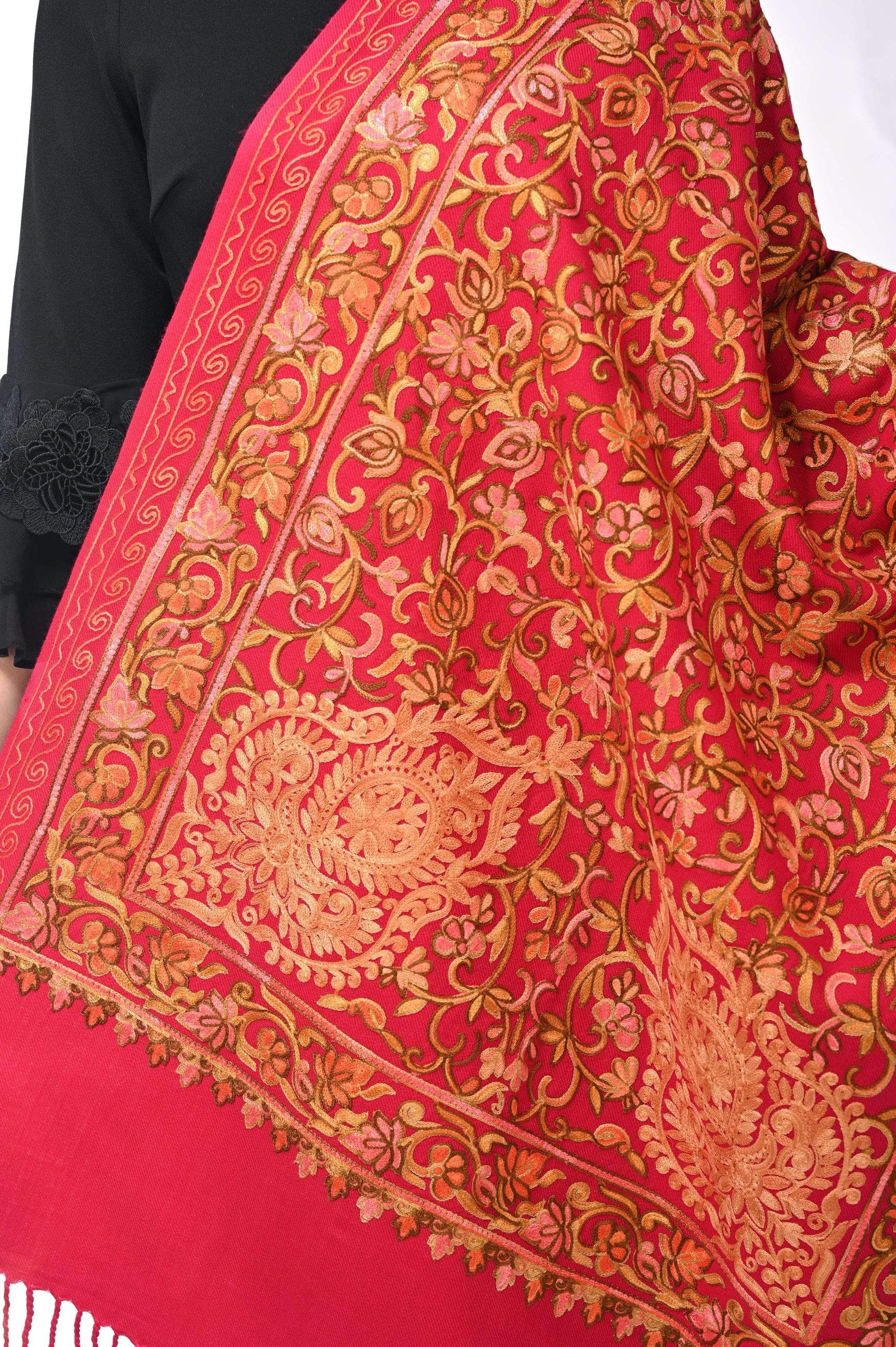 Pashwool 70x200 Pashwool Womens Kashmiri Embroidery Stole, Soft and Warm, Woollen Stole