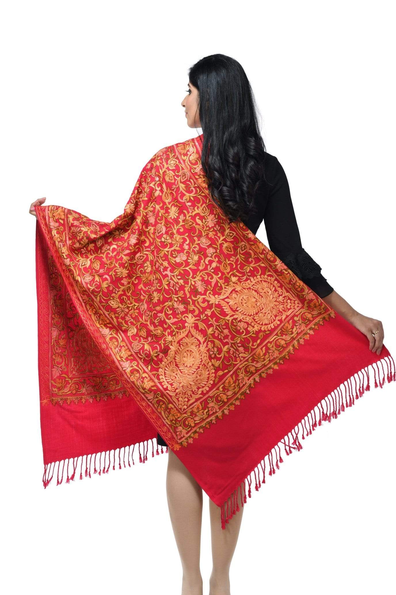 Pashwool 70x200 Pashwool Womens Kashmiri Embroidery Stole, Soft and Warm, Woollen Stole
