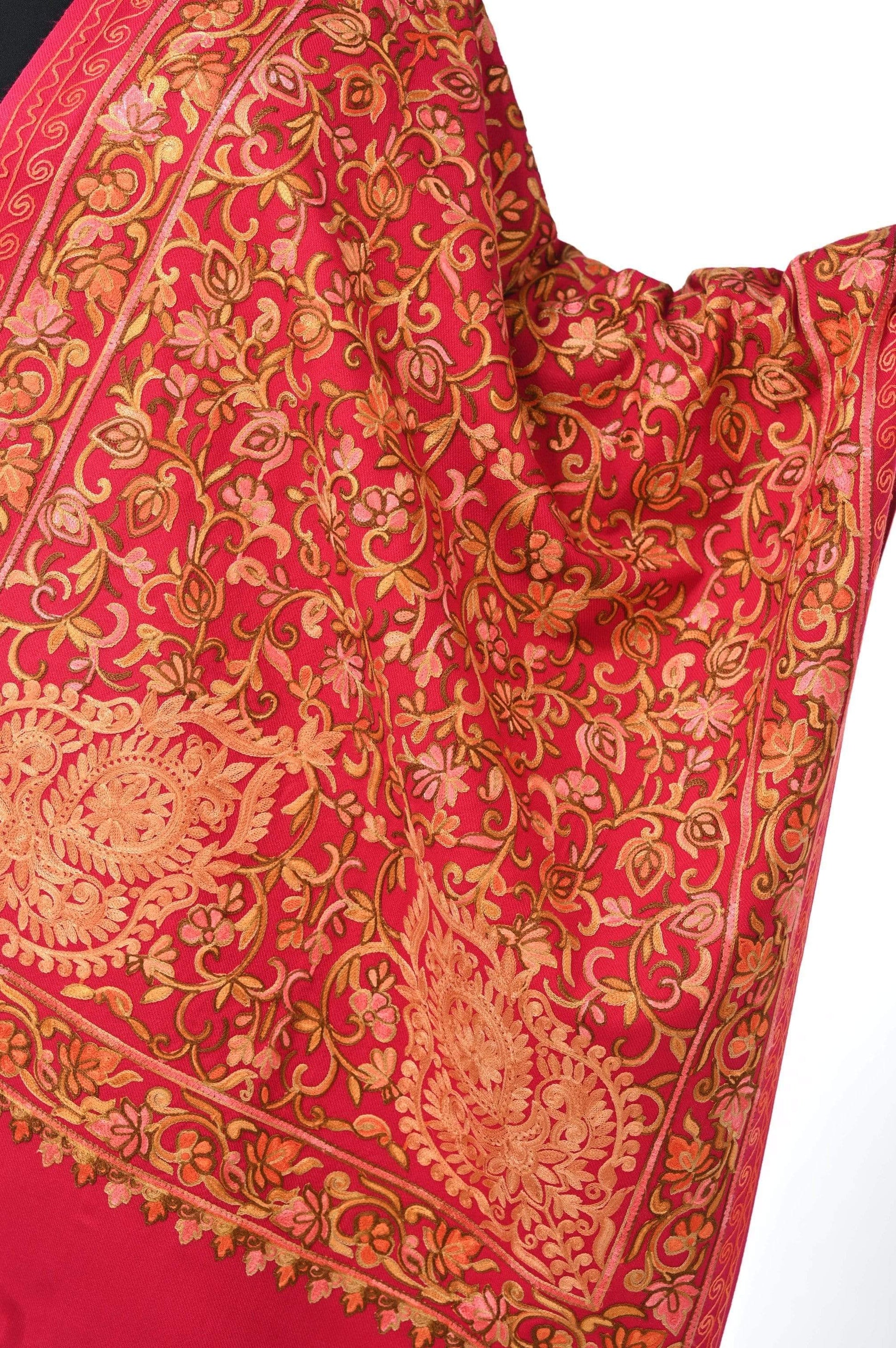Pashwool 70x200 Pashwool Womens Kashmiri Embroidery Stole, Soft and Warm, Woollen Stole