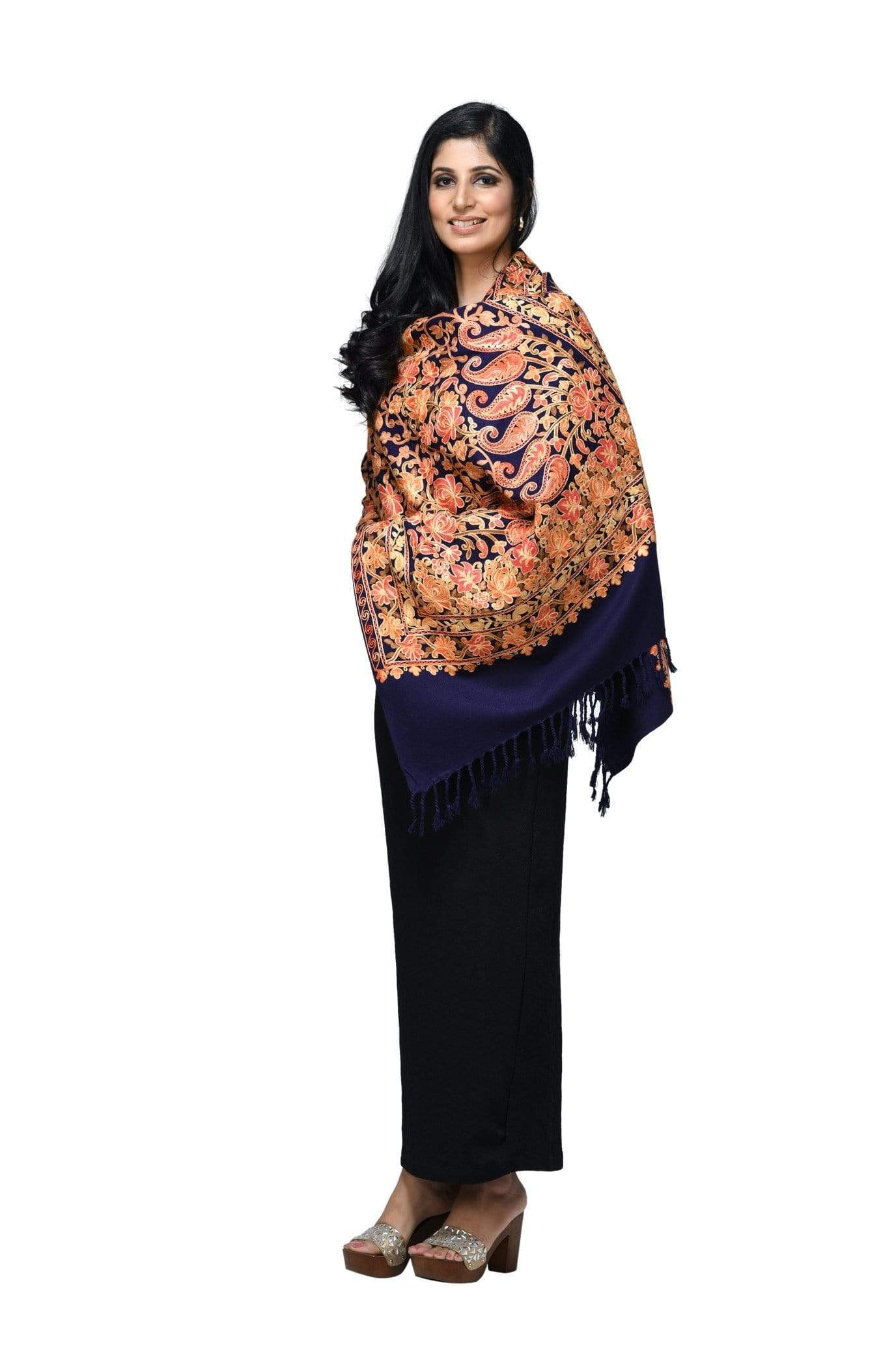 Pashwool 70x200 Pashwool Womens Kashmiri Embroidery Stole, Soft and Warm, Woollen Stole