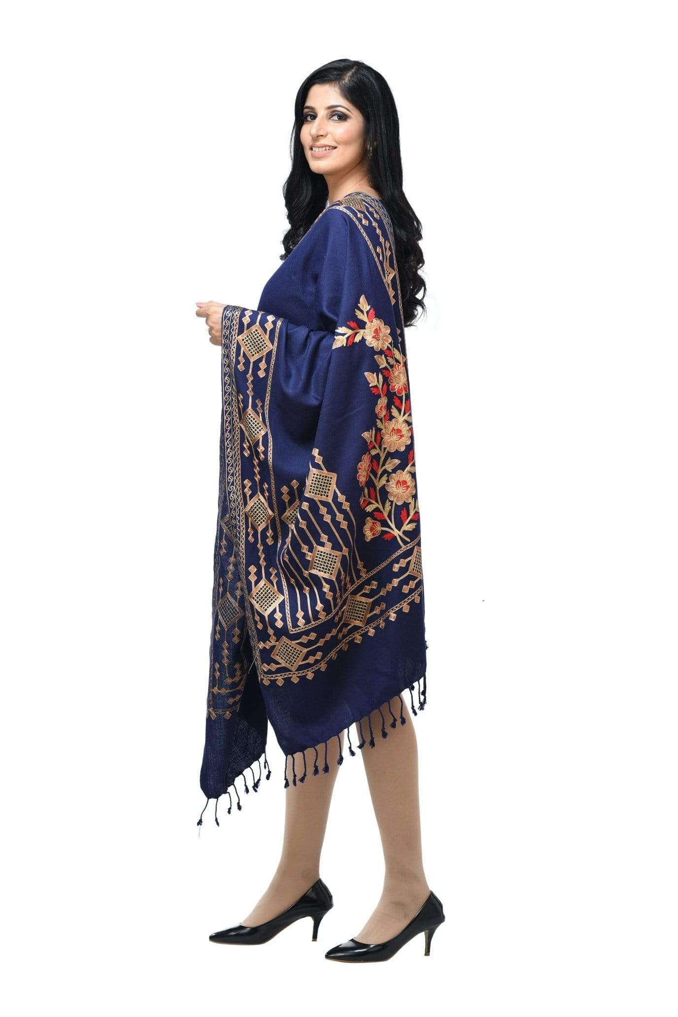 Pashwool 70x200 Pashwool Womens Kashmiri Embroidery Stole, Soft and Warm, Woollen Stole