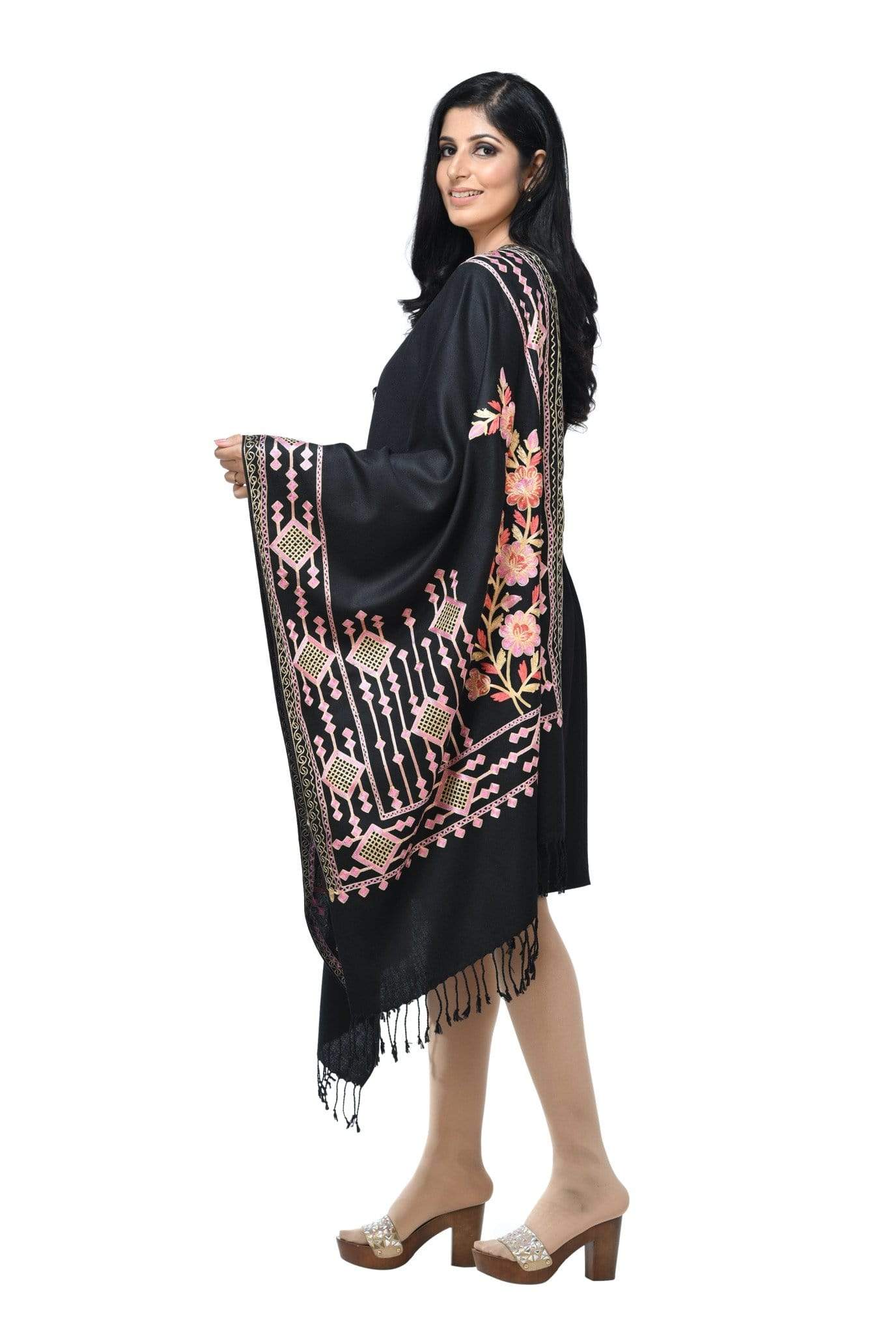 Pashwool 70x200 Pashwool Womens Kashmiri Embroidery Stole, Soft and Warm, Woollen Stole