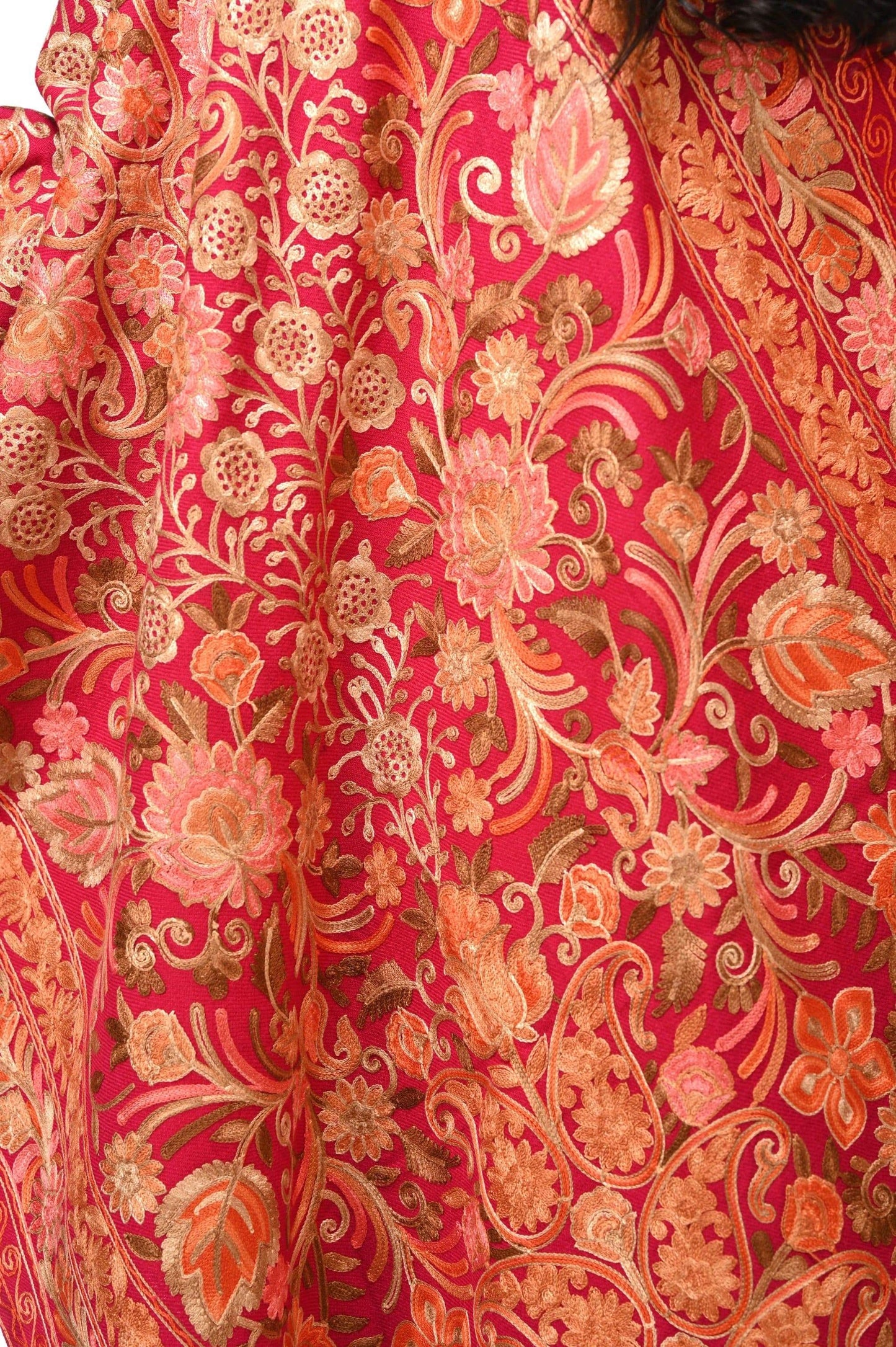 Pashwool 70x200 Pashwool Womens Kashmiri Embroidery Stole, Woollen Stole, Pink, Soft and Warm