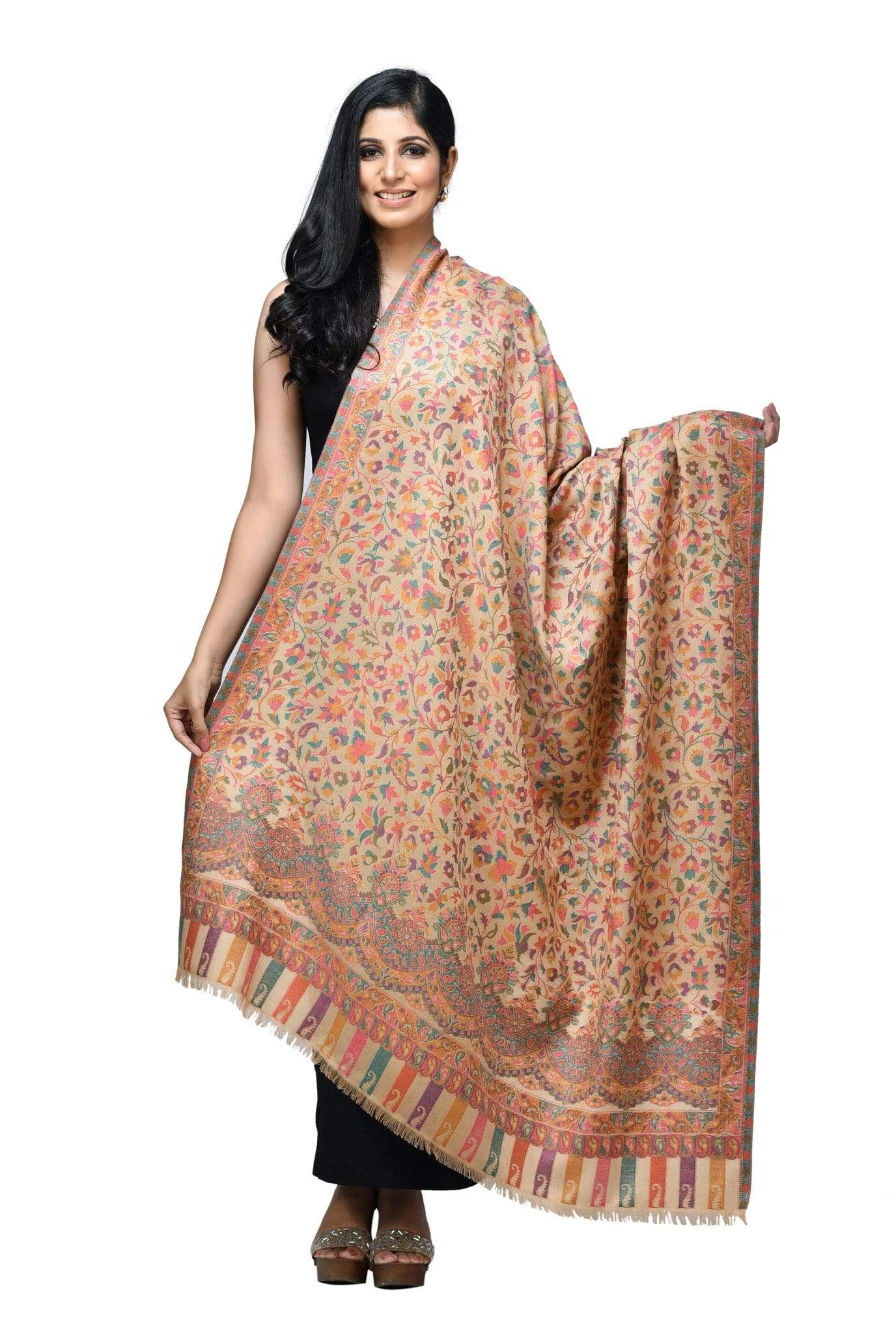 Pashwool 100x200 Pashwool Womens Woollen Kaani Design Shawl, Soft and Warm, Light Weight