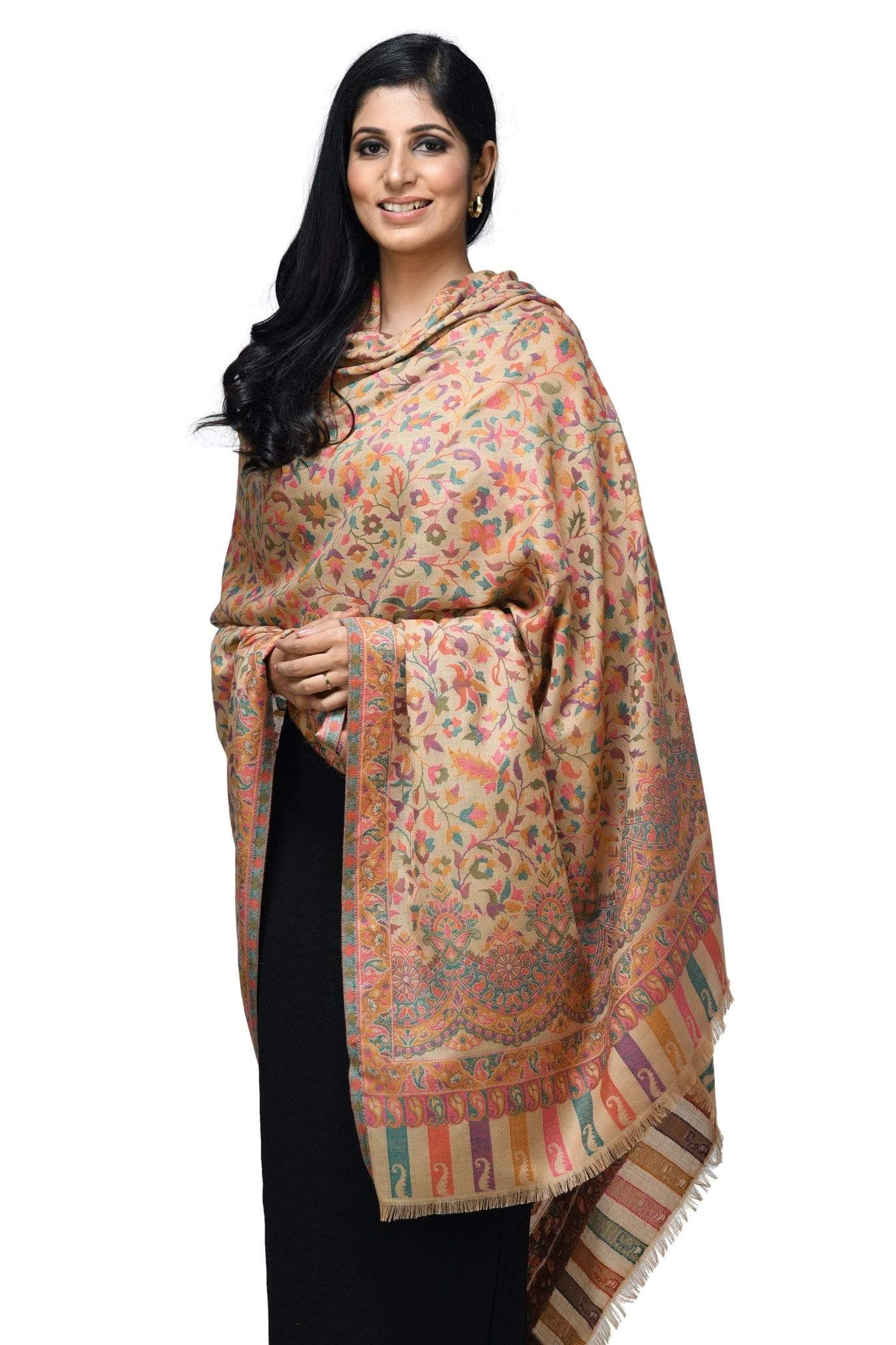 Pashwool 100x200 Pashwool Womens Woollen Kaani Design Shawl, Soft and Warm, Light Weight
