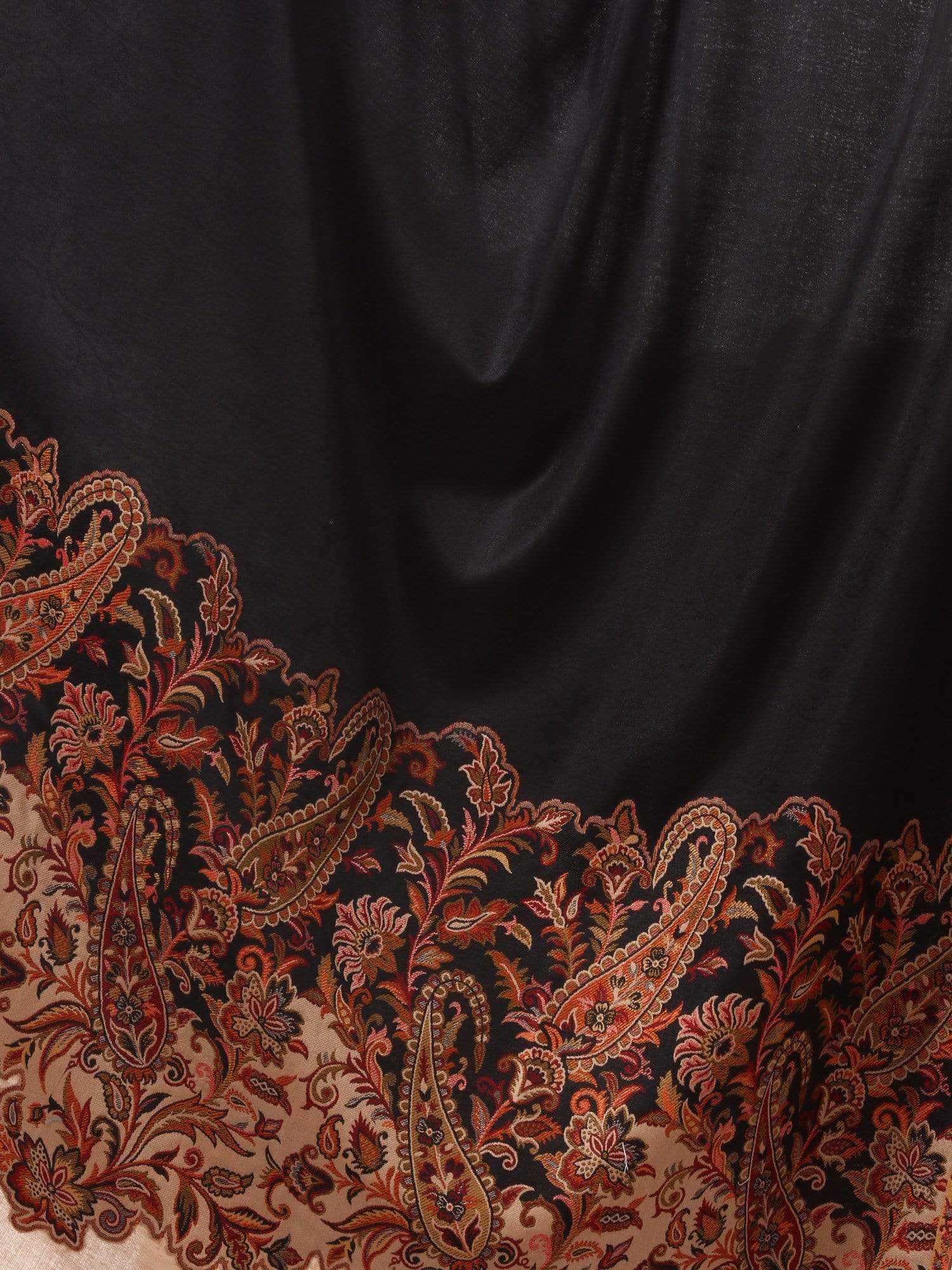 Pashtush India 100x200 Women's Kashmiri Jacquard Palla Shawl, Soft Faux Pashmina - Black
