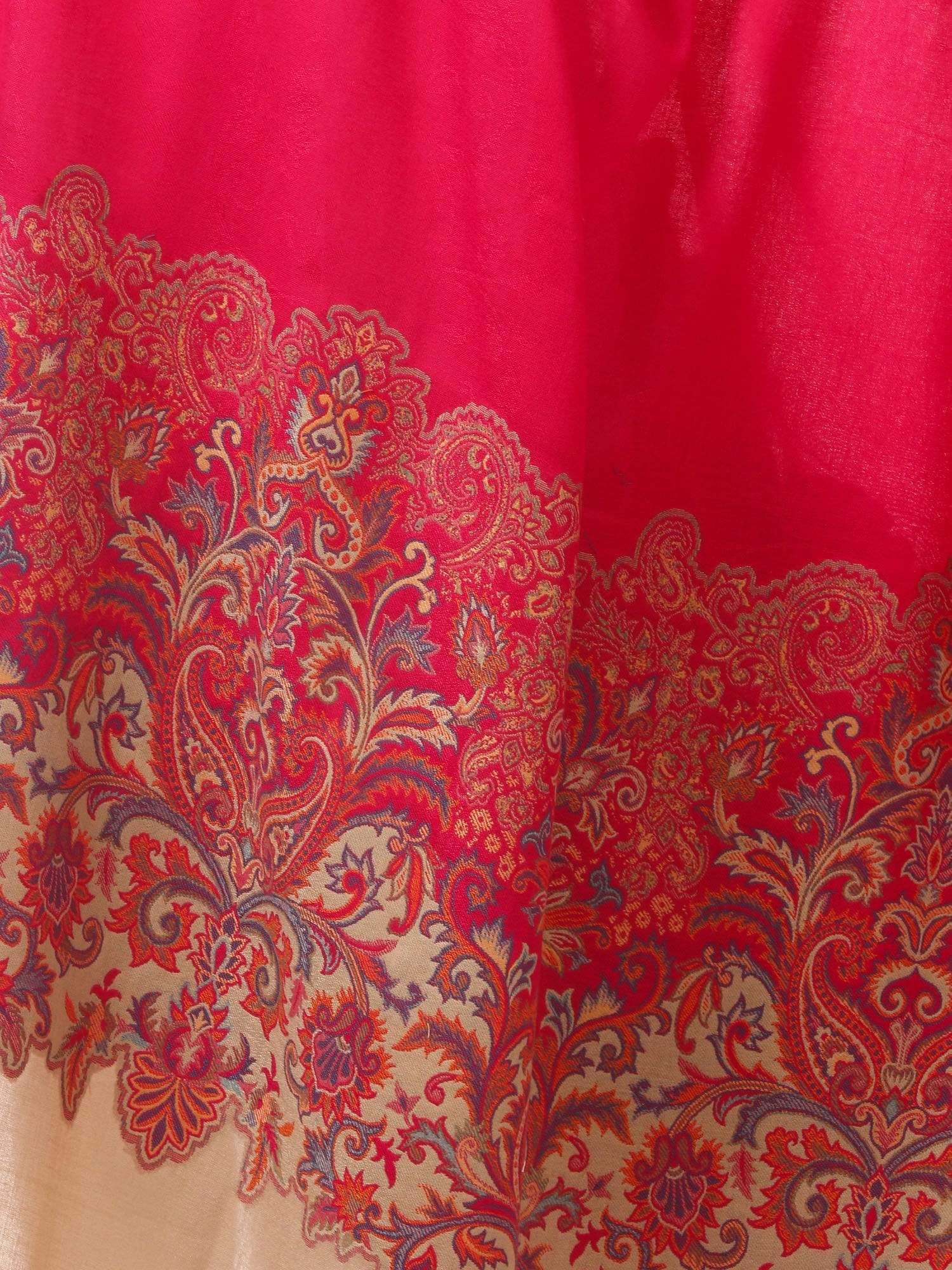 Pashtush Shawl Store Shawl Women's Kashmiri Jacquard Palla Shawl, Soft Faux Pashmina - Fluro Pink