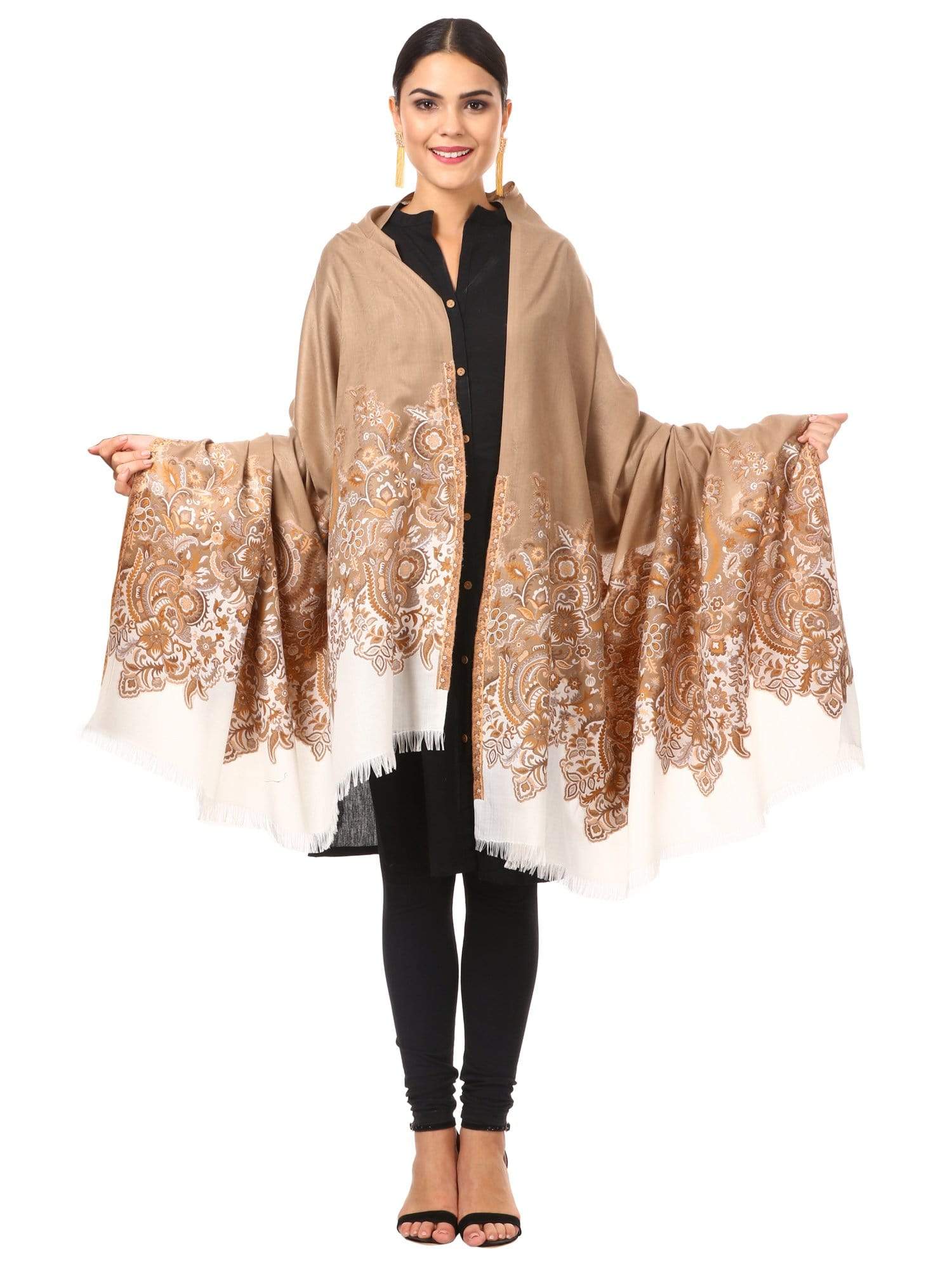 Pashtush Shawl Store Shawl Women's Kashmiri Jacquard Palla Shawl, Warm and soft, Faux Pashmina