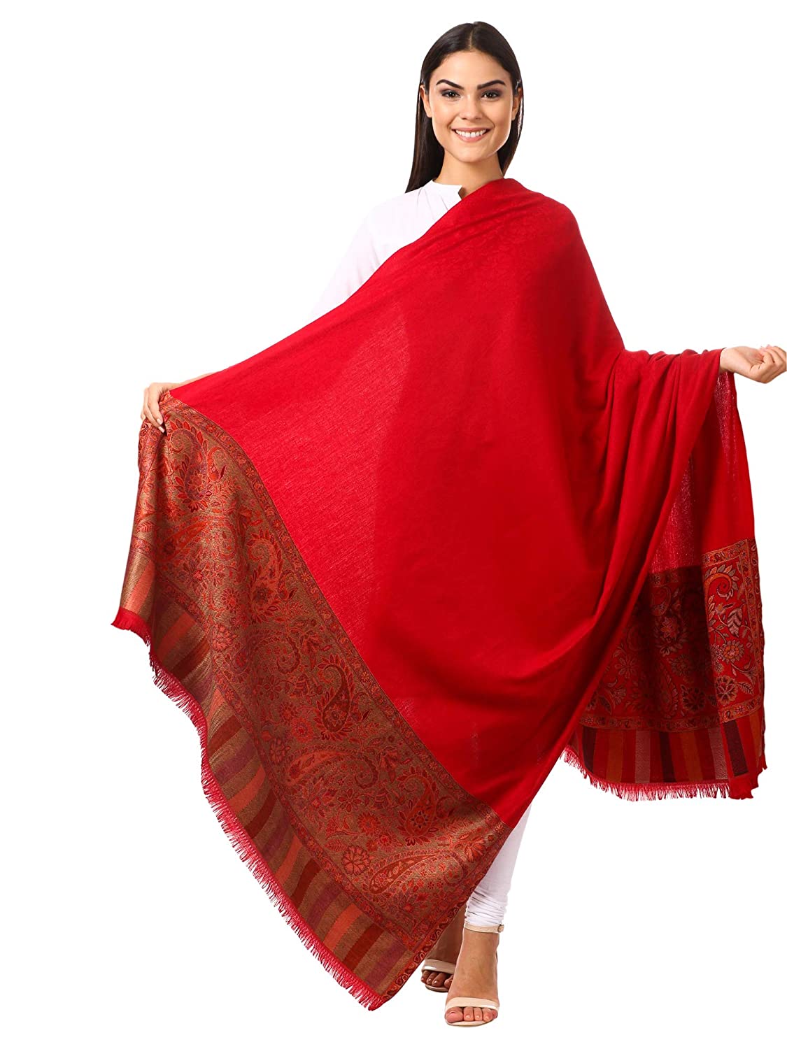 Pashtush Shawl Store Shawl Women's Kashmiri Shawl, Jacquard palla, Faux Pashmina Design (maroon)