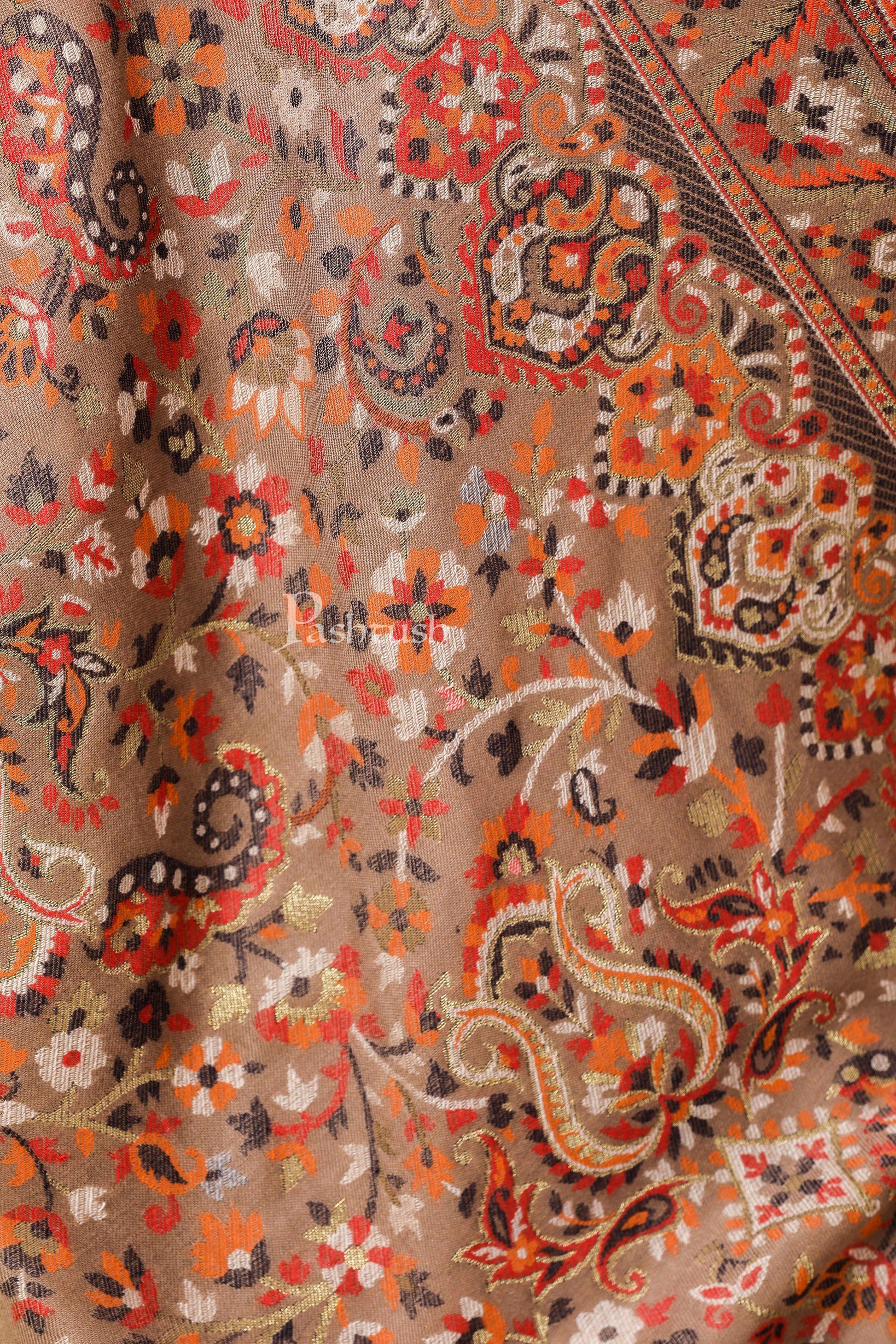 Pashtush India 100x200 Womens Ethnic Shawl, Faux Pashmina, Soft and Warm, Sahara Beige